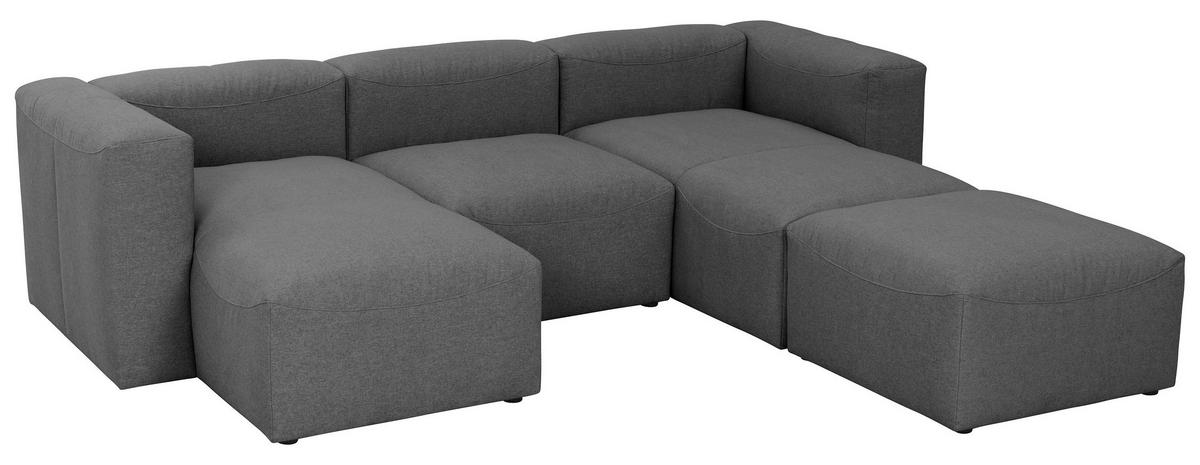 Wohnlandschaft Lena Anthrazit Flachgewebe - Anthrazit, Design, Textil (160/275/235cm) - Max Winzer