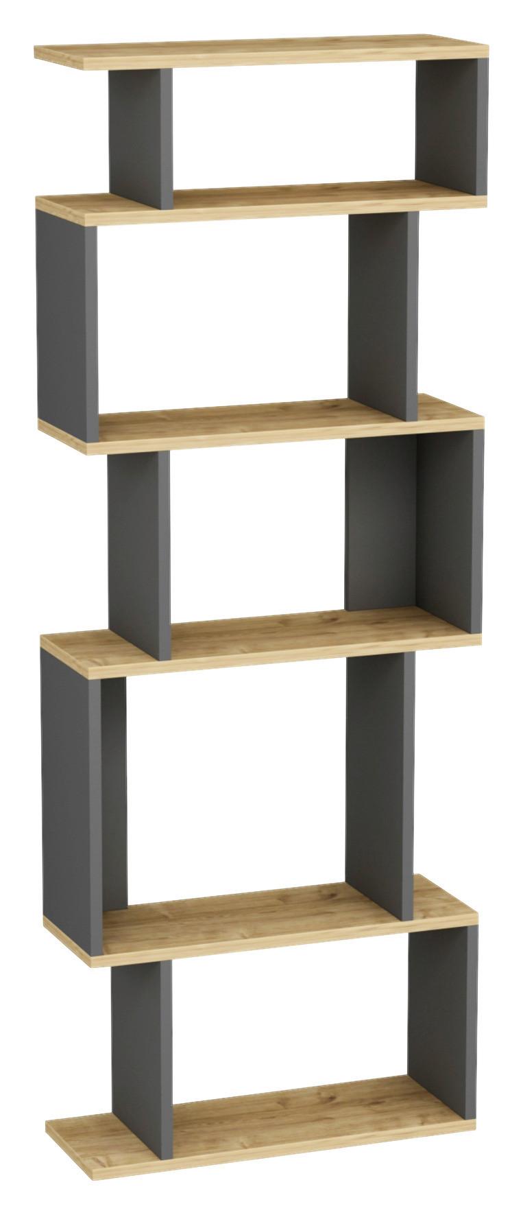 Regal Eros Narrow Standregal - Eiche dunkel/Anthrazit, Design, Holzwerkstoff (60/160/22cm) - Livetastic