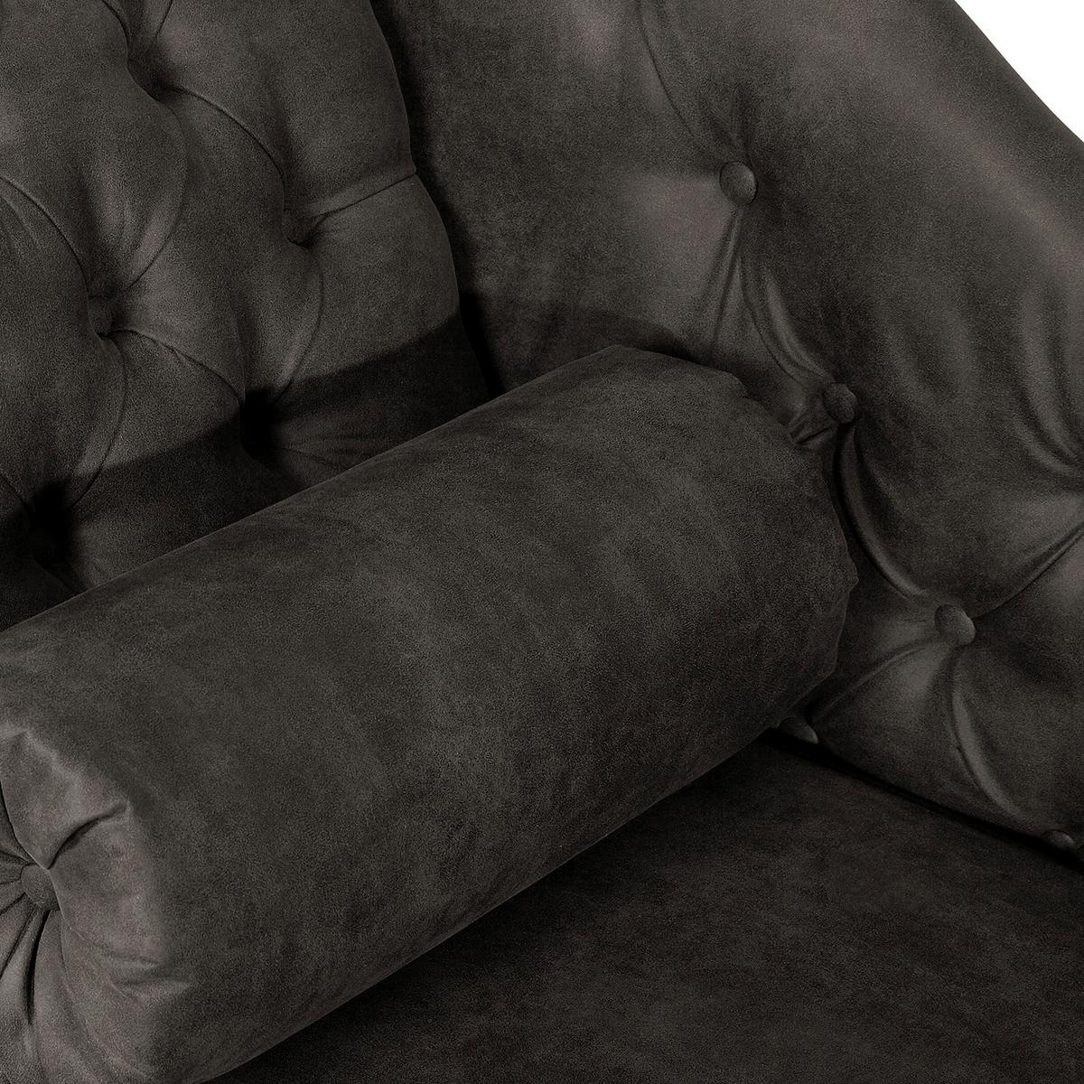 Récamiere Pako Grau B: 185cm - Braun/Grau, Design, Textil (185/93/75cm) - Livetastic