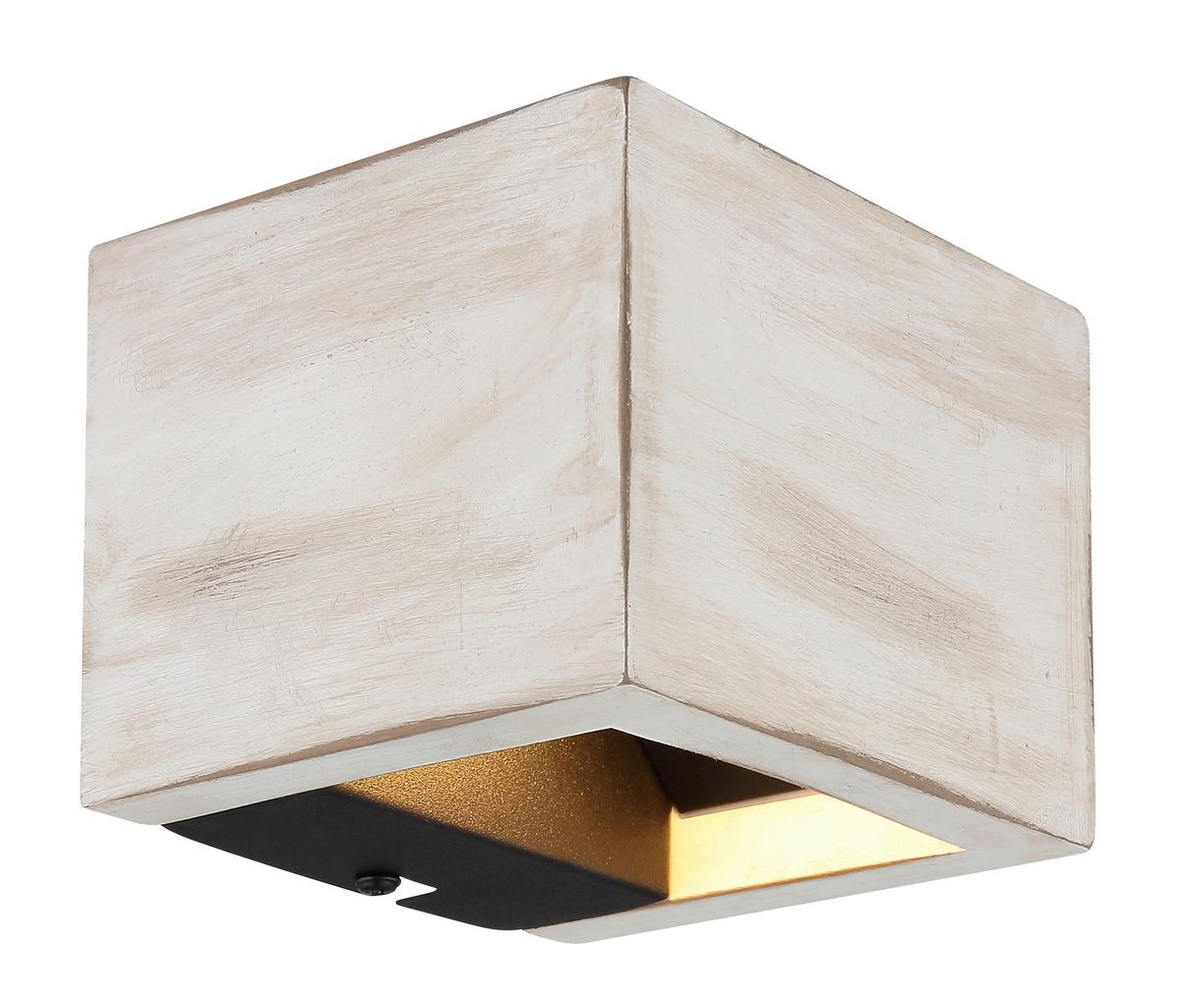 Led-wandleuchte 15553w1a - Schwarz/Weiß, Design, Holzwerkstoff/Metall (13.2/11.3/9.8cm) - Globo