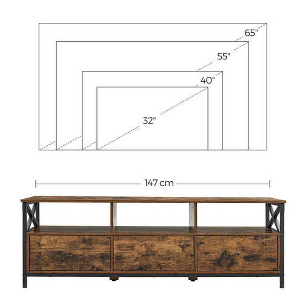 Lowboard B: 147 Cm Braun/sschwarz - Schwarz/Braun, Trend, Holzwerkstoff/Metall (147/50/40cm) - Boxxx