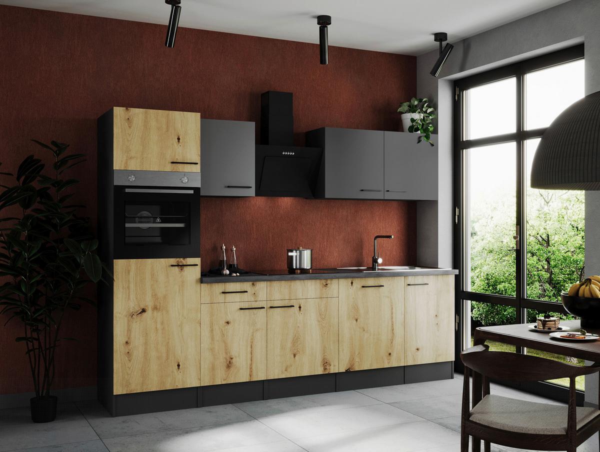 Küchenblock Oliver Artisan Dekor, Grau B: 280 cm - Eiche Artisan/Grau, Design, Holzwerkstoff (280cm) - Respekta