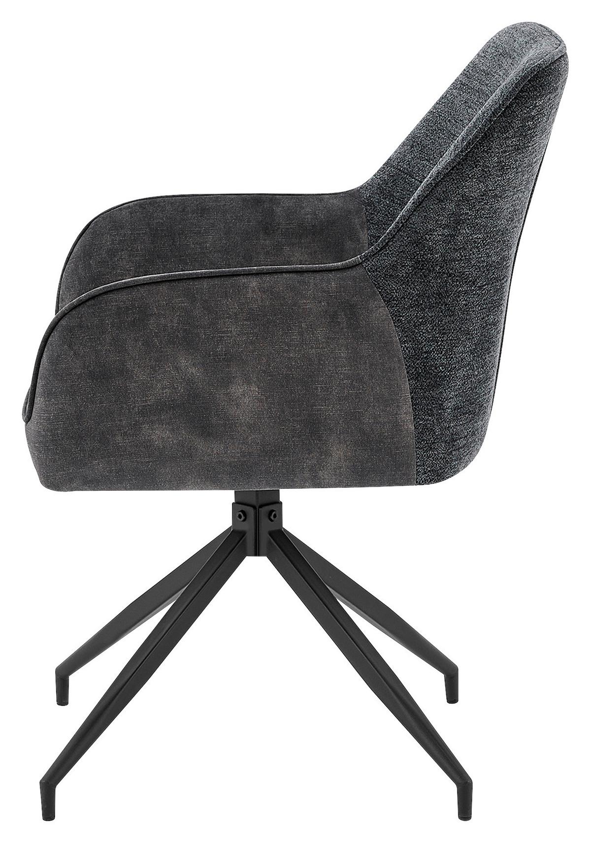 Stuhl-set Jacky - Anthrazit/Schwarz, MODERN, Textil/Metall (62/87/56cm) - MID.YOU