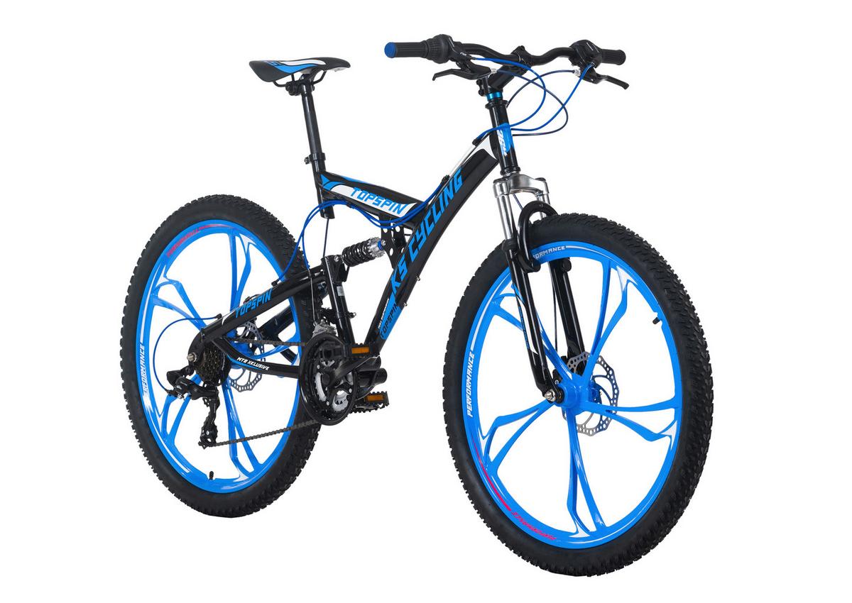Mountainbike Fully 26 Zoll Topspin 21 Gänge - Blau/Schwarz, Basics, Metall (180/70/100cm) - KS Cycling