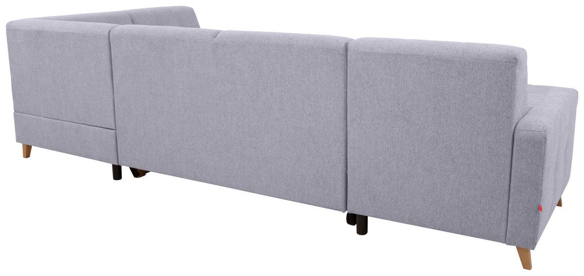 Sedacia súprava LARS U, pravá, sivá - sivá/jadrový buk, Modern, drevo/textil (161/299/187cm)