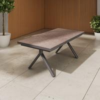 ZÁHRADNÝ STÔL DUBLIN - tmavosivá, Basics, kov/sklo (240/100/76cm)