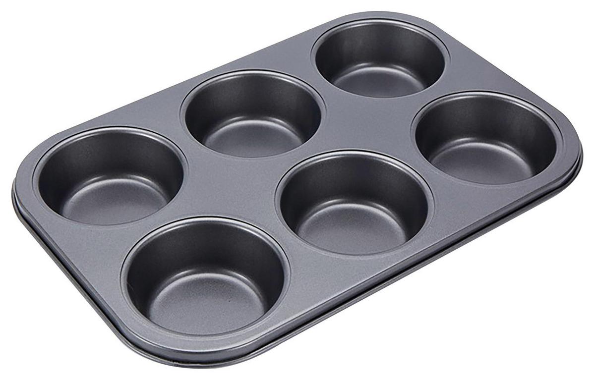 Forma na muffiny BAKERY 6 - šedá, Konvenční, kov (21,7/31,8/3,5cm) - Mömax