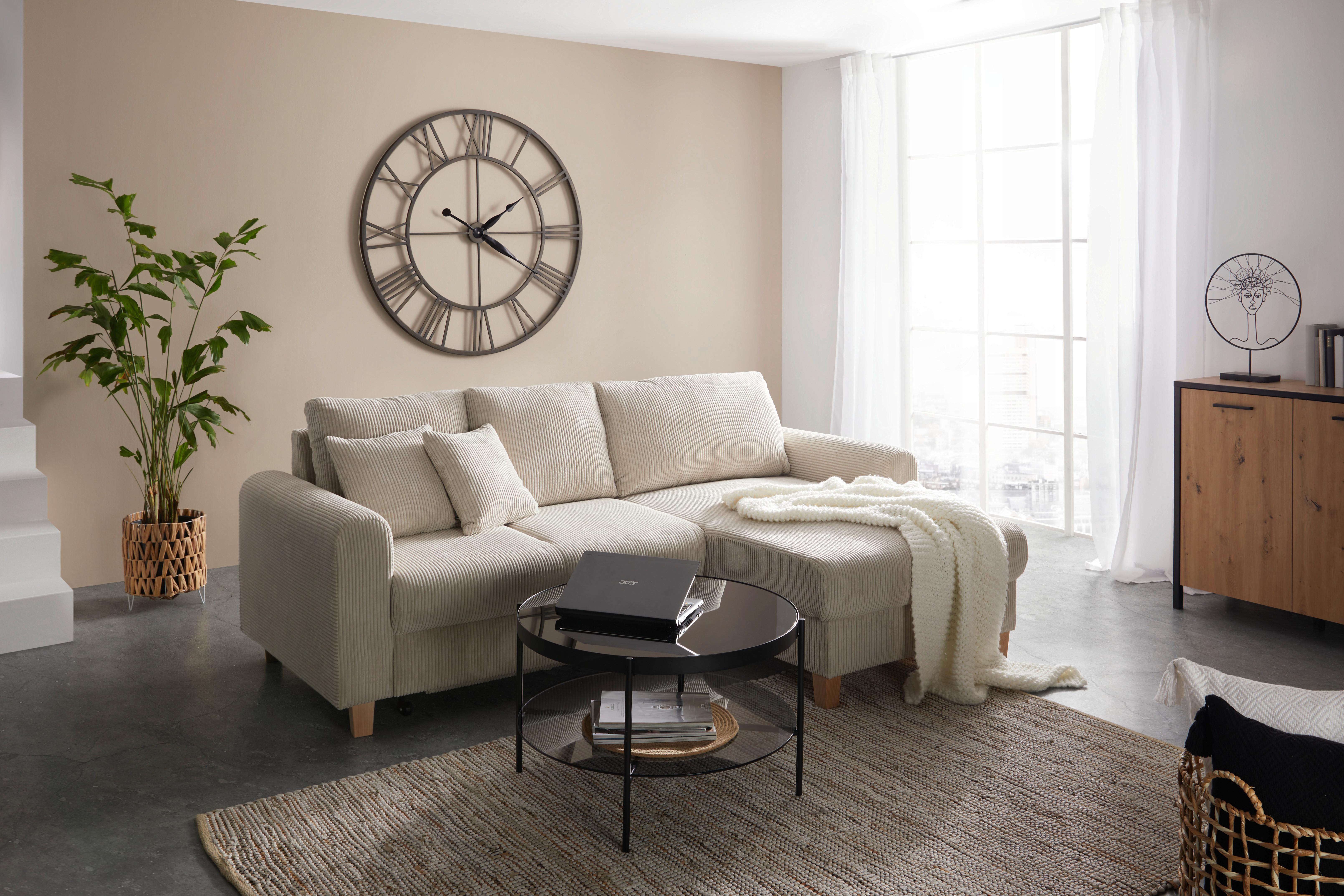 Sedací Souprava Lille - béžová/světle hnědá, Moderní, dřevo/textil (232/110/156cm) - Modern Living
