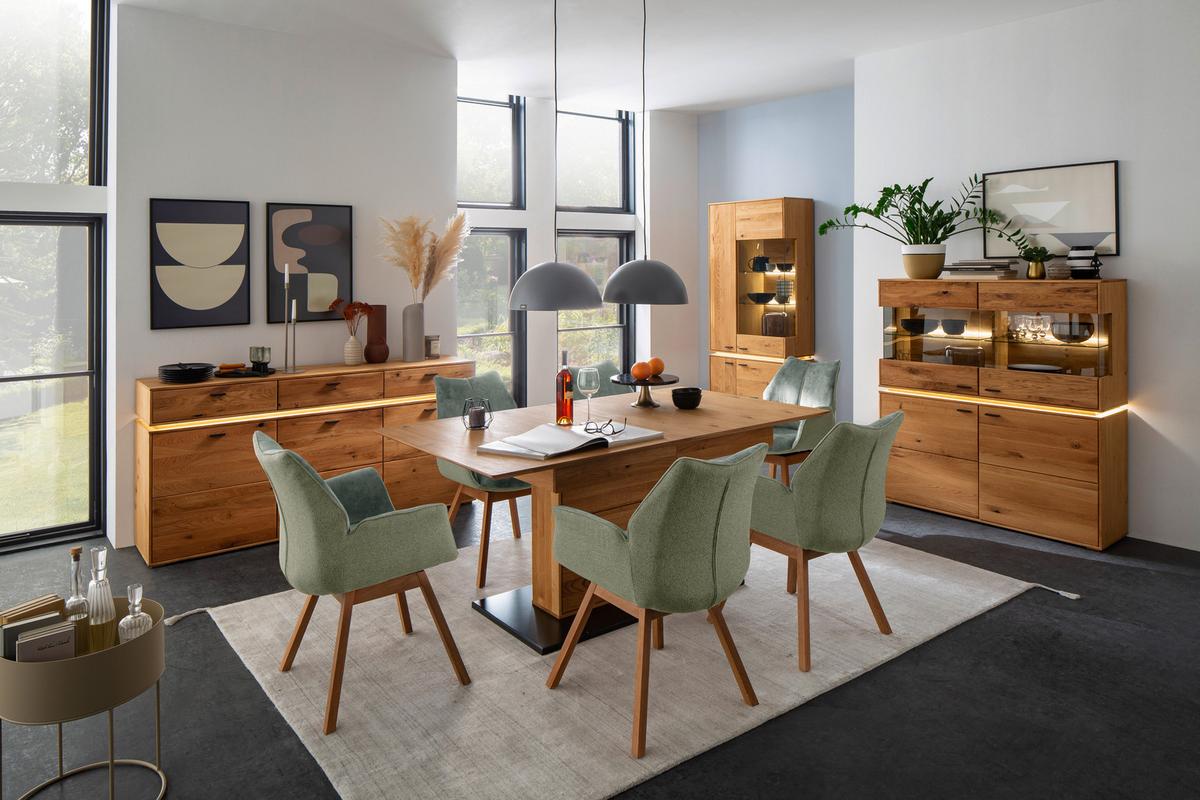 Sideboard Echtholz B: 183 cm Como Wildeiche - Wildeiche, Natur, Holz/Holzwerkstoff (183/90/44cm) - MID.YOU