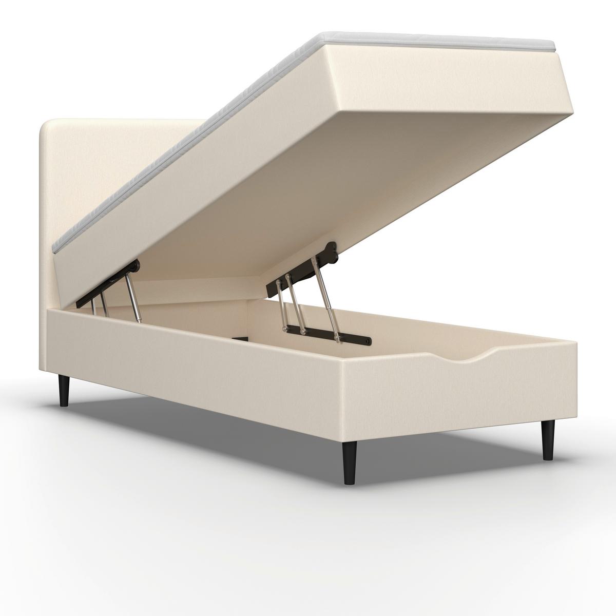 Boxspringová posteľ VIDA 90x200, krémová, s topperom - čierna/slonovinová, Modern, drevo/textil (90/200cm) - Bessagi Home