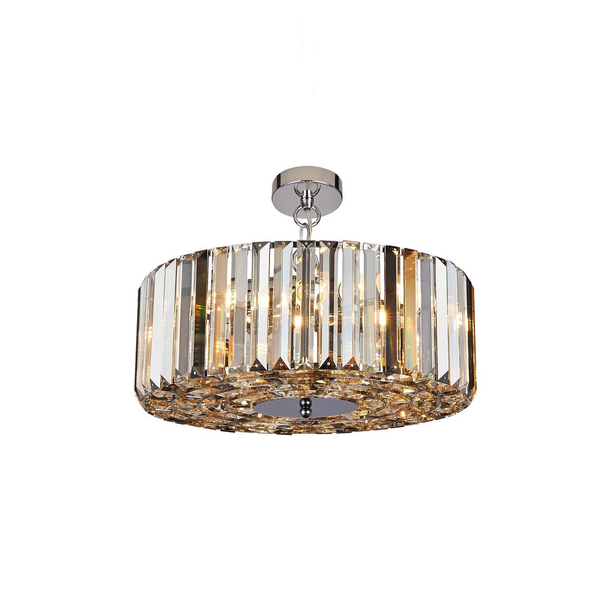 Hängeleuchte Chapeau 82101-5cc - Chromfarben/Bernsteinfarben, KONVENTIONELL, Glas/Metall (50/132cm)