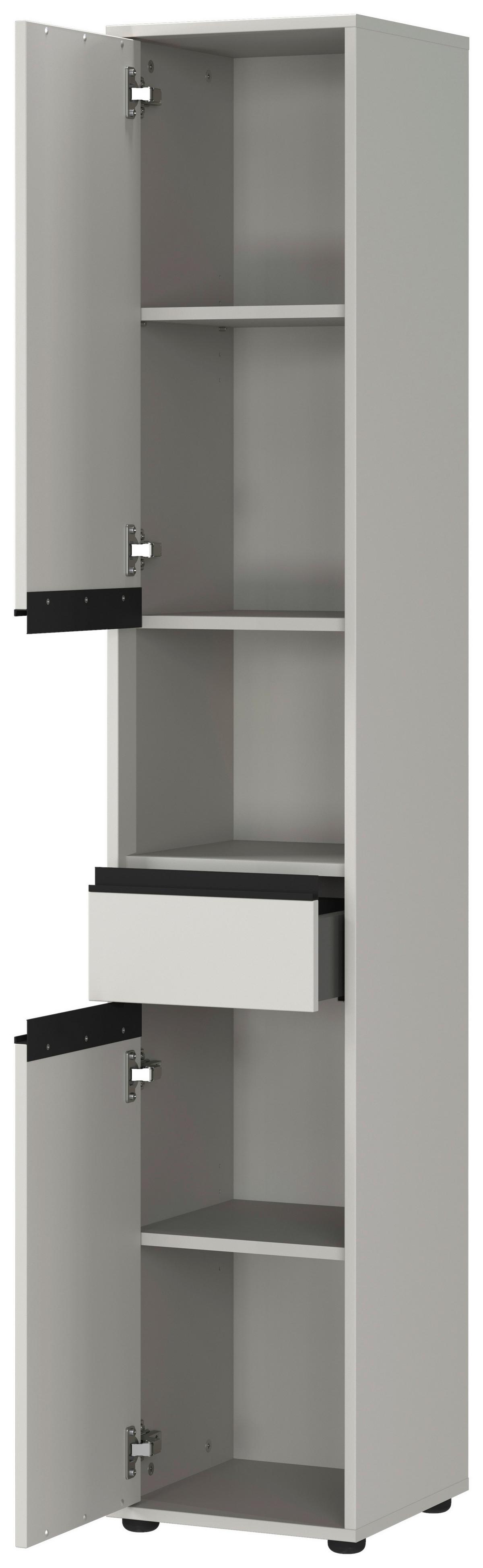 Badezimmer Hochschrank Gw- Lemont 33x181 cm Steingrau - Schwarz/Grau, MODERN, Holzwerkstoff (33/181/34cm) - Germania