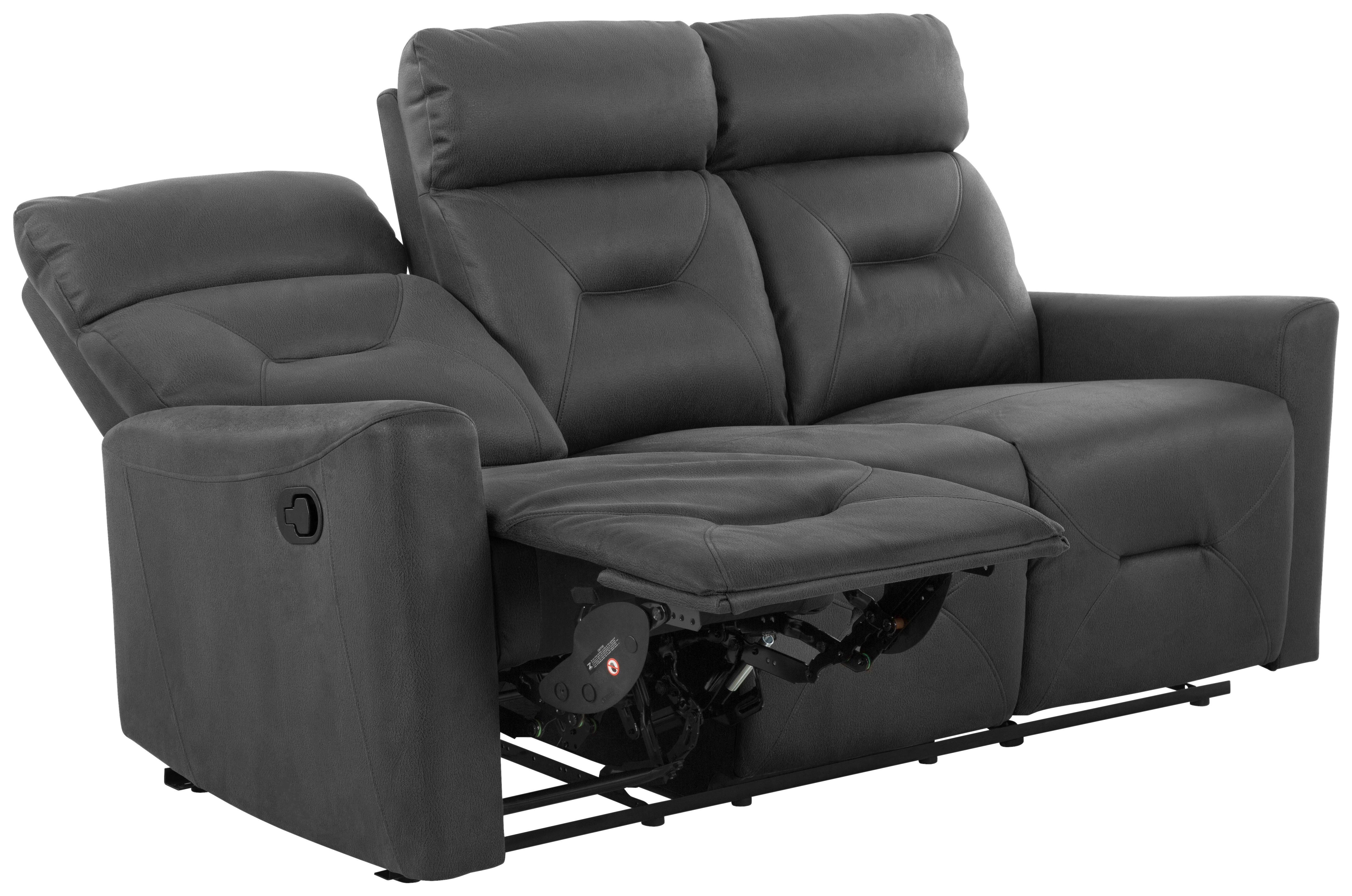 Třímístná pohovka AURELI, černá, s relaxační funkcí - černá, Basics, kov/dřevo (186,5/102,5/92,5cm) - Livetastic