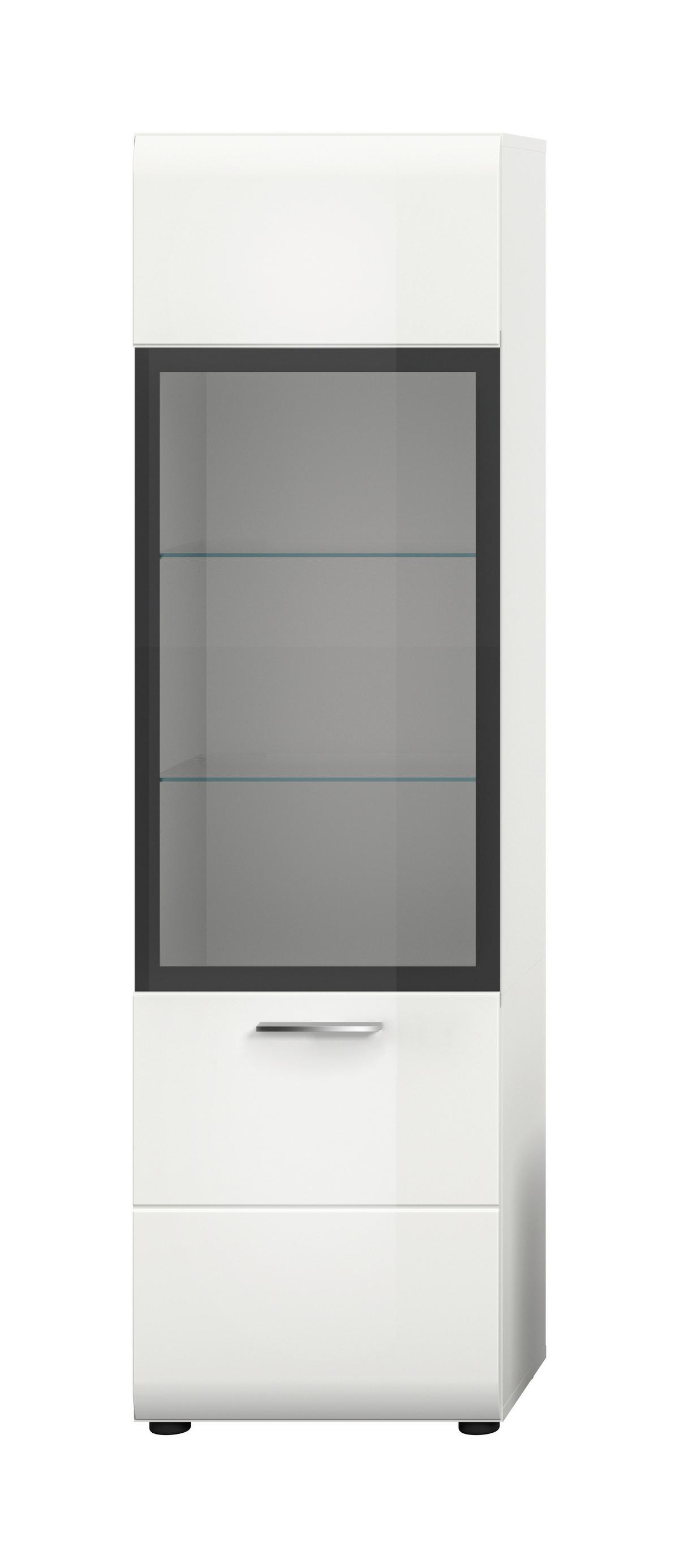 Sideboard Ice Weiß/weiß Hochglanz B: 45 Cm - Weiß Hochglanz/Schwarz, Design, Glas/Holzwerkstoff (45/160/34cm) - Livetastic