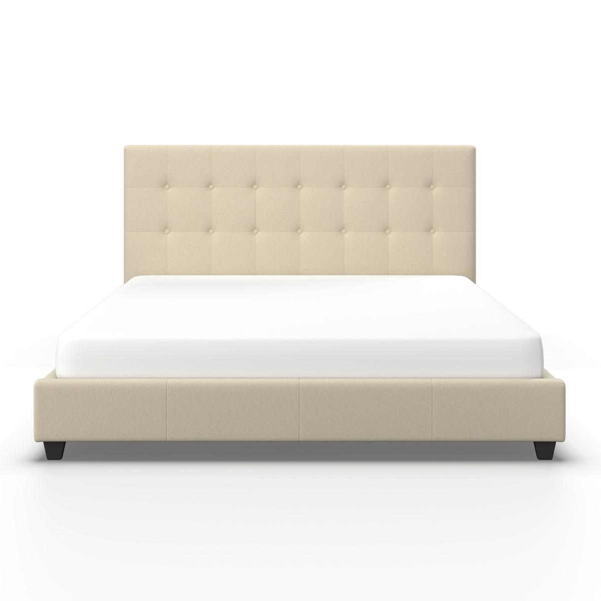 Manželská postel FREDERICO, 180x200, béžová - černá/krémová, Moderní, kompozitní dřevo/textil (180/200cm) - Bessagi Home