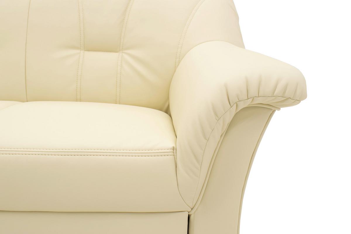 Ecksofa Papenburg Rücken Echt Beige Lederlook - Beige/Schwarz, KONVENTIONELL, Textil (180/243cm) - MID.YOU