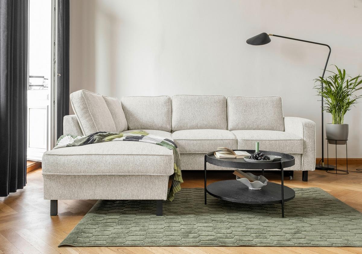 Ecksofa Molly Beige S: 198x233 cm - Beige/Schwarz, Textil (198/233cm) - MID.YOU