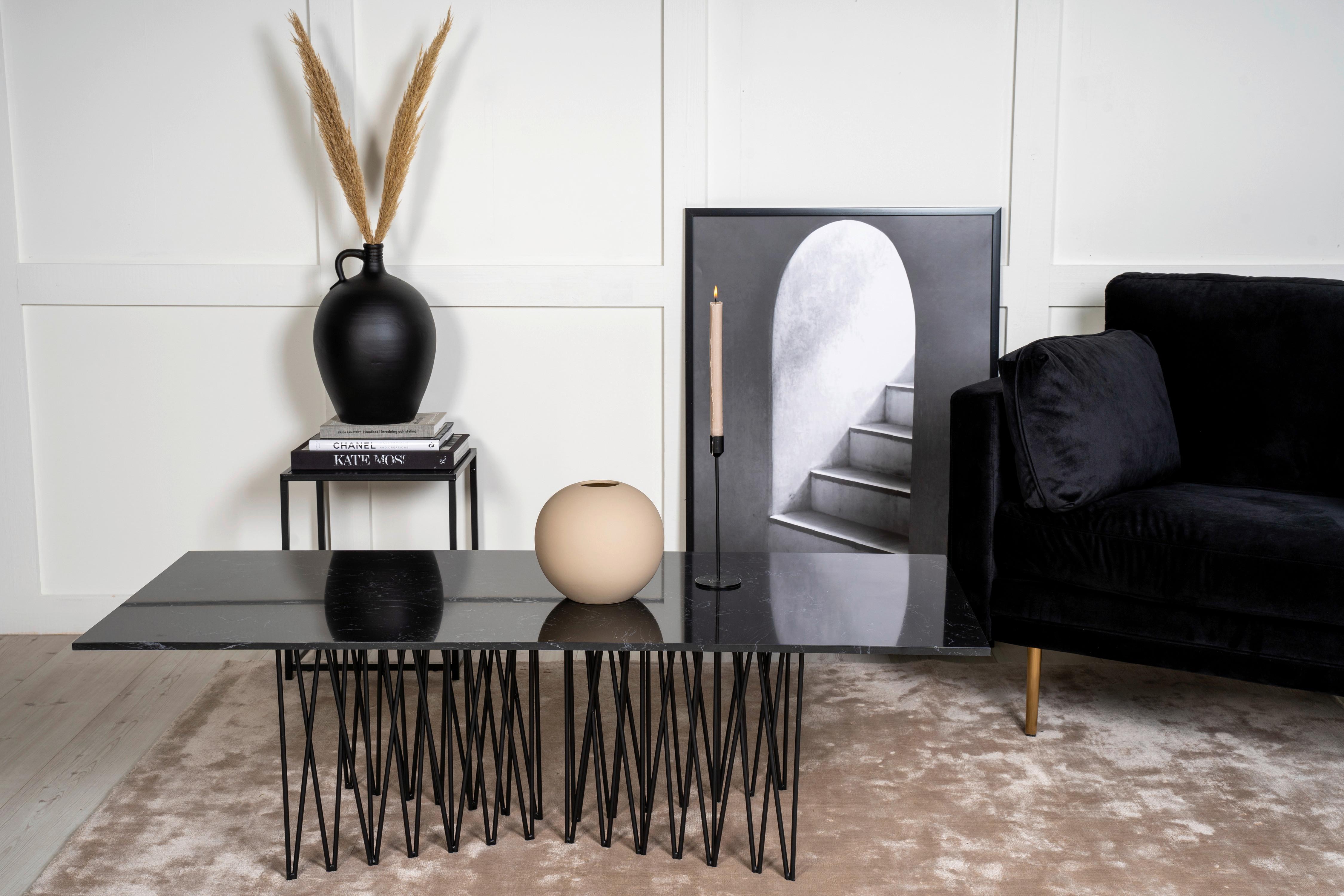 Couchtisch Stone - Schwarz, Design, Metall (140/60/43cm) - Livetastic