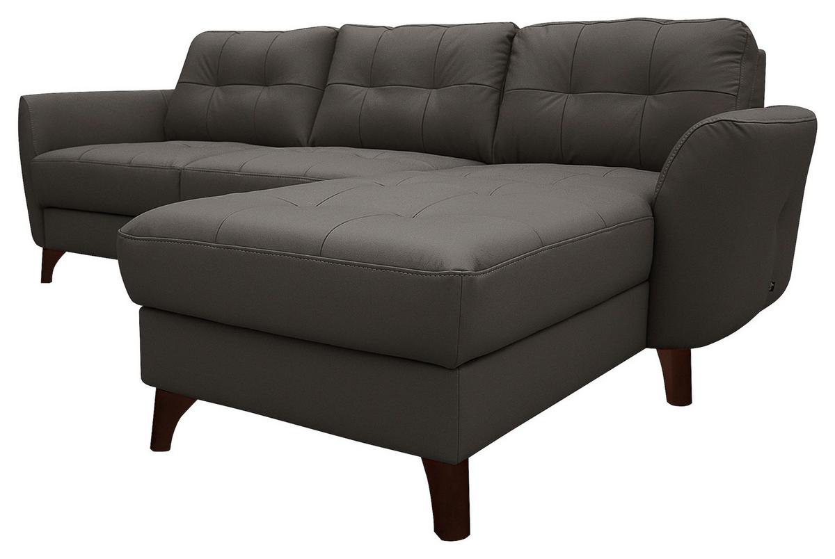 Ecksofa Nordic Dunkelbraun S: 238x168 cm - Dunkelbraun/Buchefarben, Design, Leder/Textil (238/168cm) - Livetastic