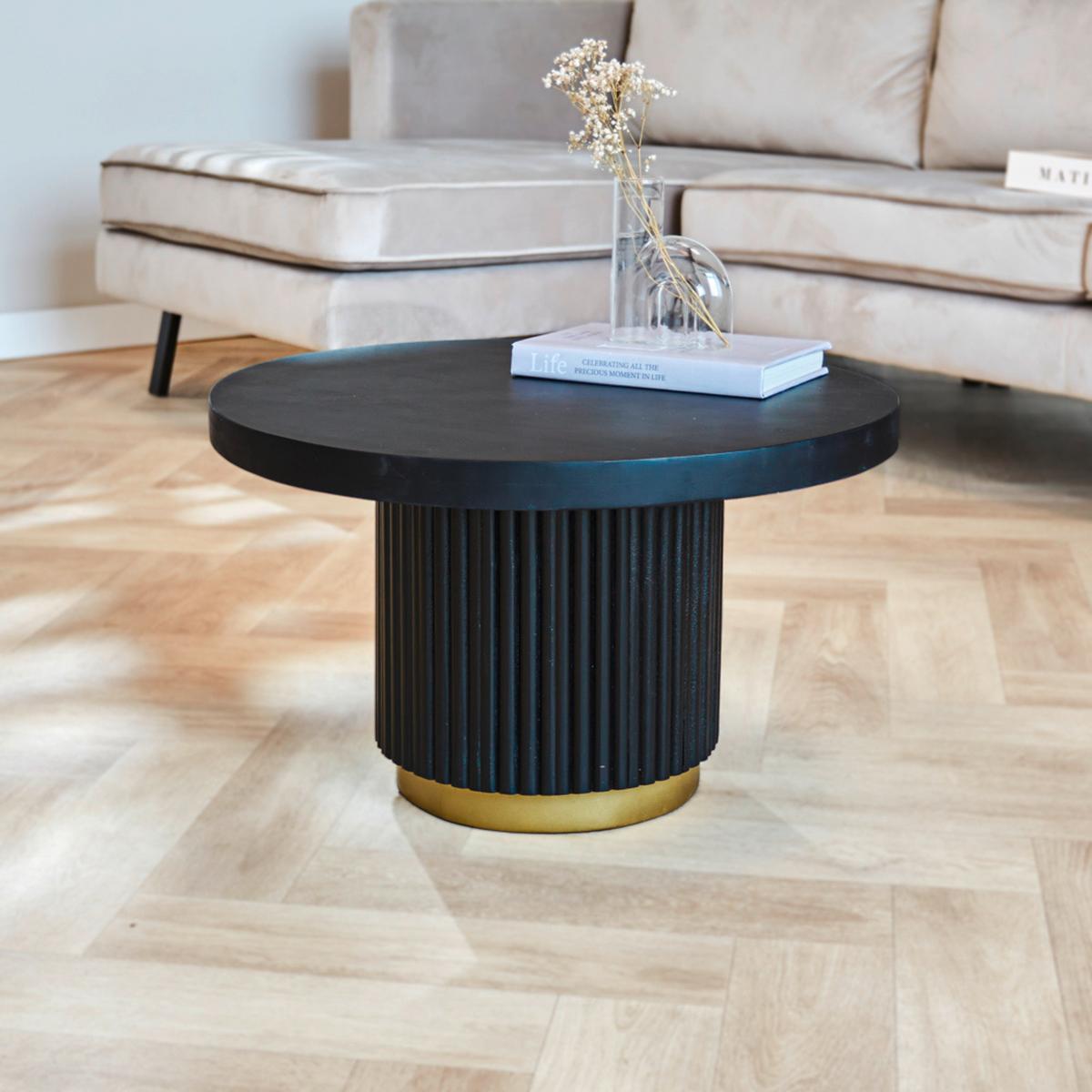 Couchtisch Uitgeest Schwarz/goldfarben, 60 Cm - Goldfarben/Schwarz, MODERN, Holz (60/60/36cm) - MID.YOU