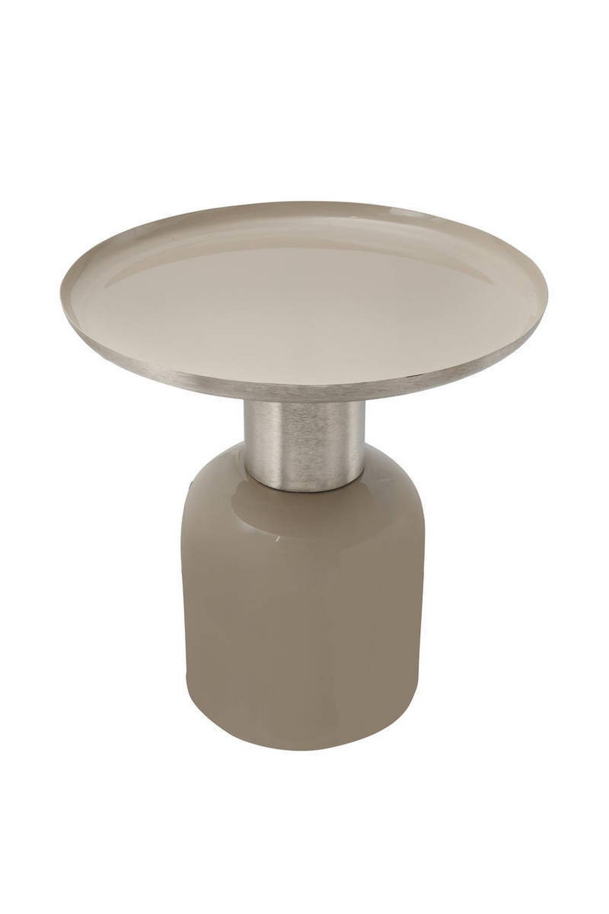 Beistelltisch Art Deco Silberfarben/Taupe - Taupe/Silberfarben, Trend, Metall (41/41/43cm) - Kayoom