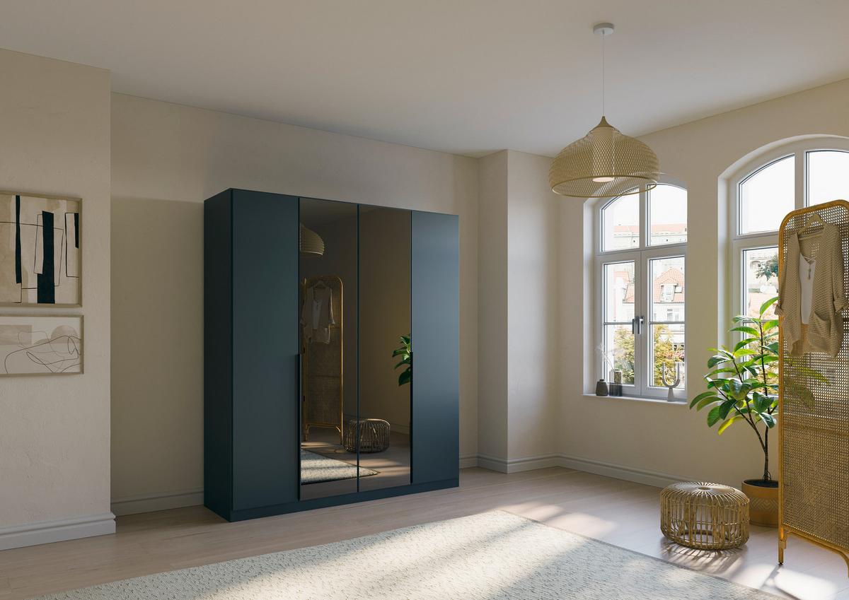 Drehtürenschrank Skyla Grau/glas B: 181 Cm - Grau, MODERN, Holzwerkstoff (181/210/54cm) - Rauch Möbel