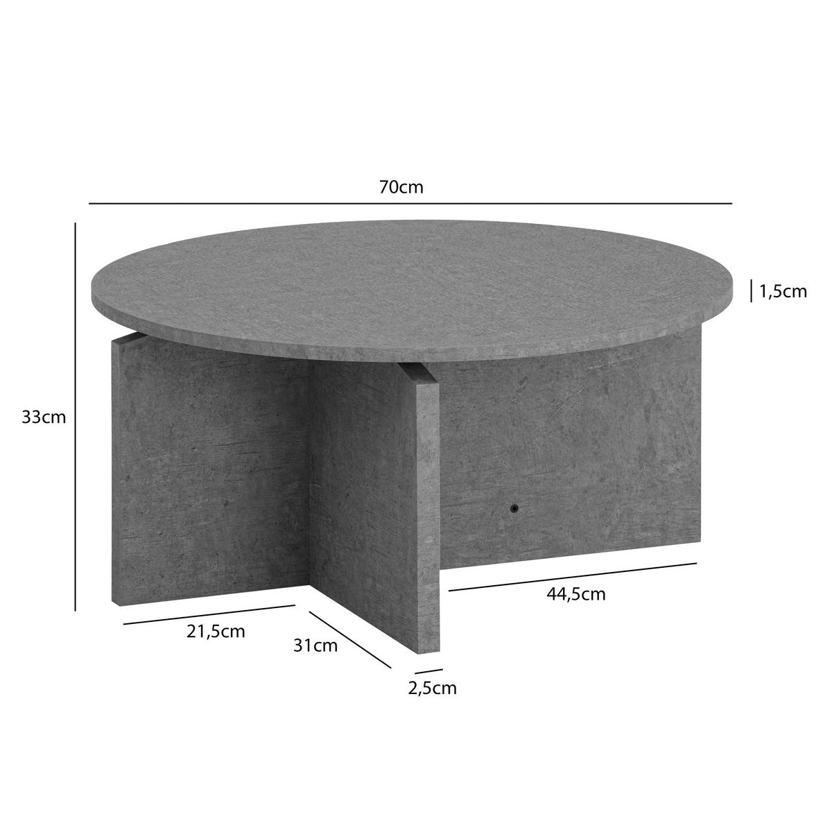 Couchtisch Grau L: 70 cm - Grau, Design, Holzwerkstoff (70/70/33cm) - Livetastic