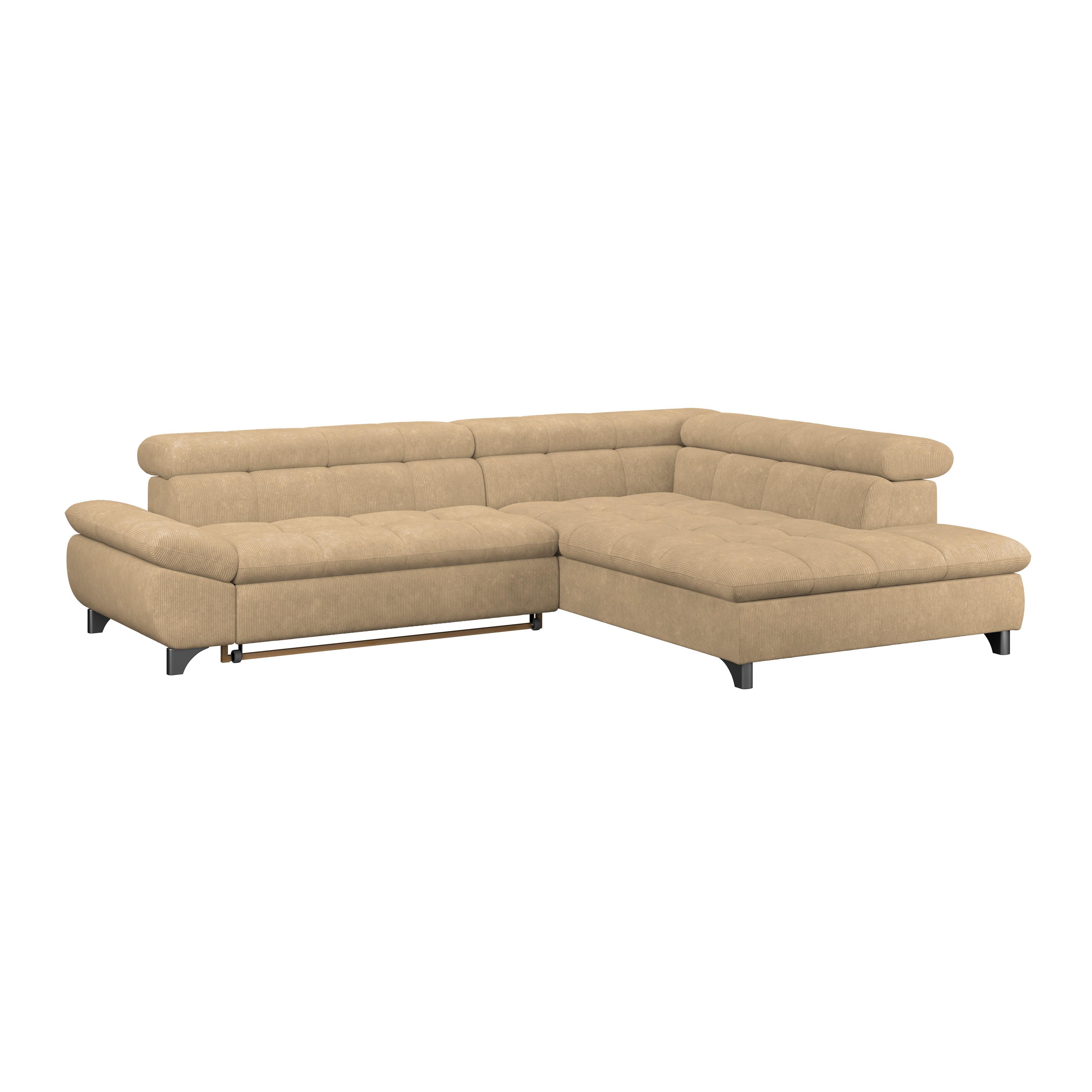 Ecksofa Gemini Sandfarben, B: 312cm - Sandfarben/Chromfarben, KONVENTIONELL, Textil (312/234cm)