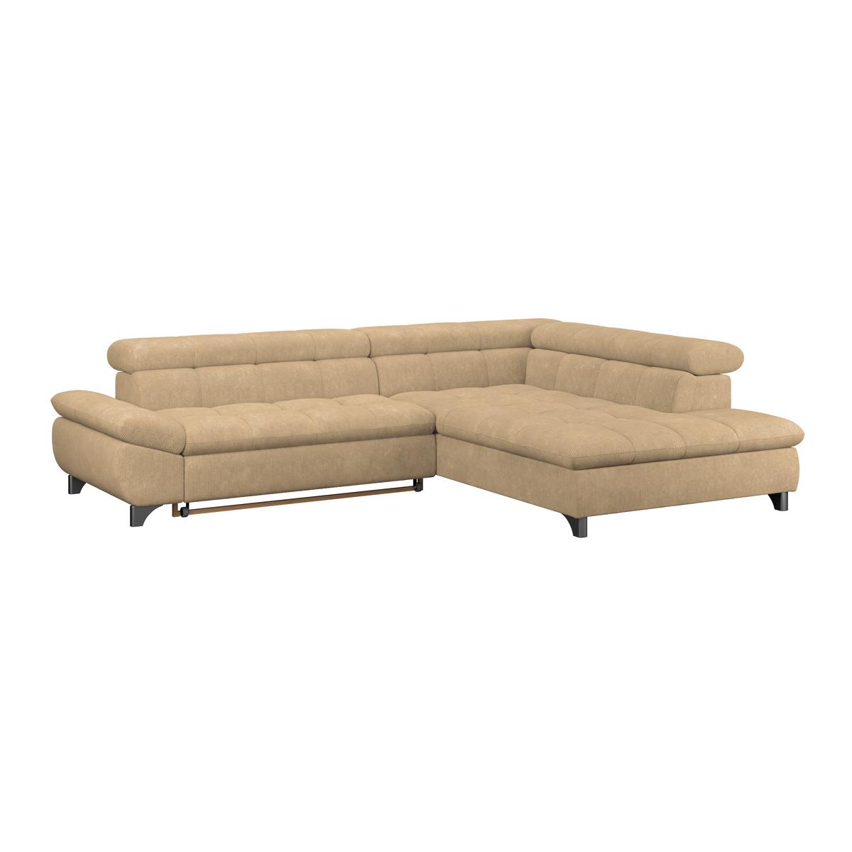 Ecksofa Gemini Sandfarben, B: 312cm - Sandfarben/Chromfarben, KONVENTIONELL, Textil (312/234cm)
