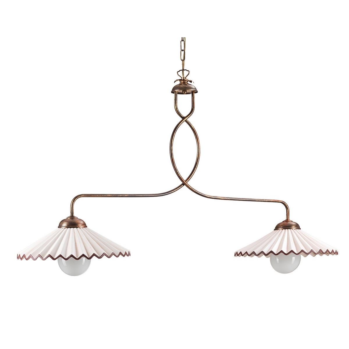 Kronleuchter 4257/2b - Bernsteinfarben/Bronzefarben, KONVENTIONELL, Keramik/Metall (100/32/115cm)