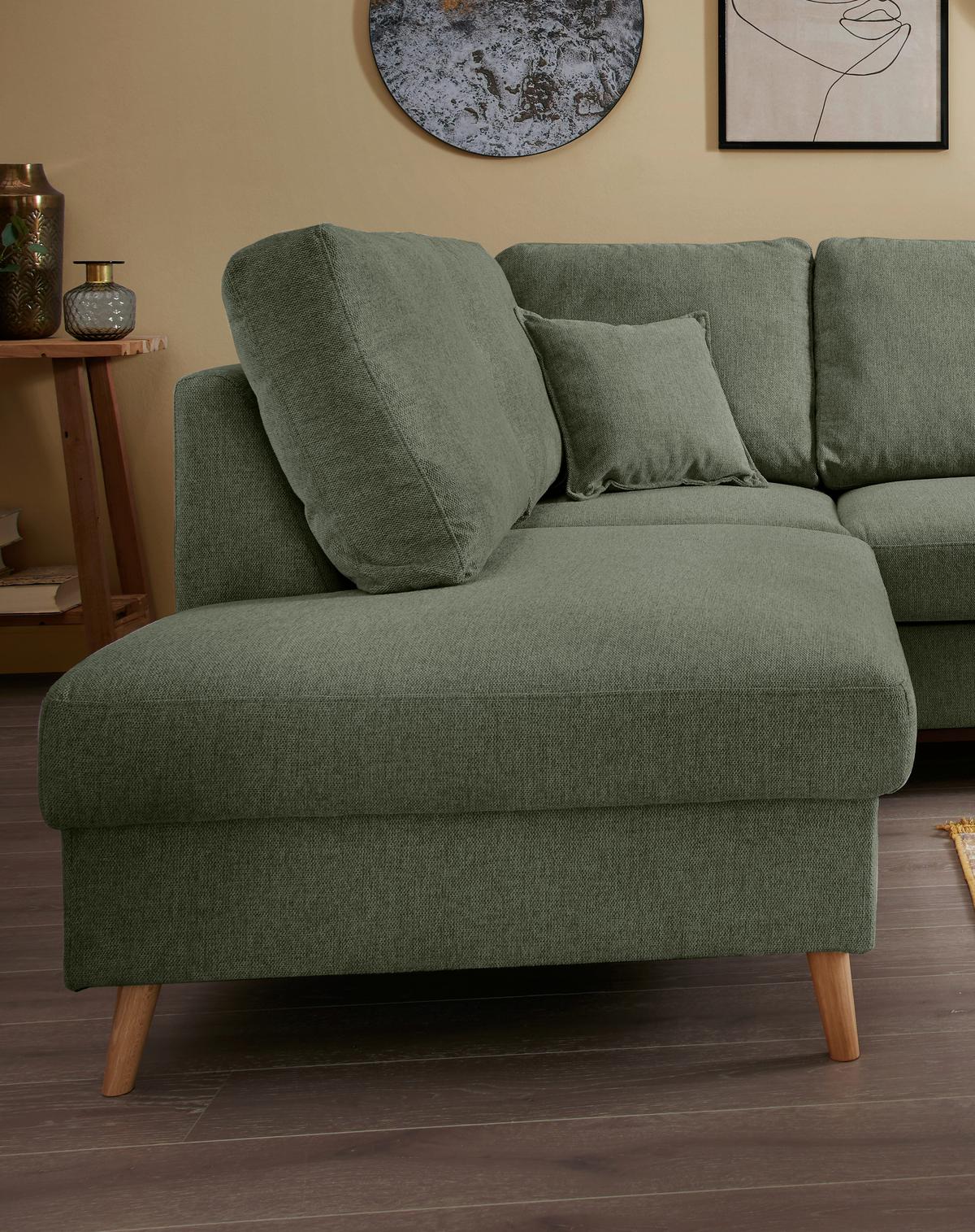 Ecksofa Valentina Dunkelgrün S: 200x230 Cm - Dunkelgrün/Naturfarben, KONVENTIONELL, Textil (200/230cm) - Livetastic