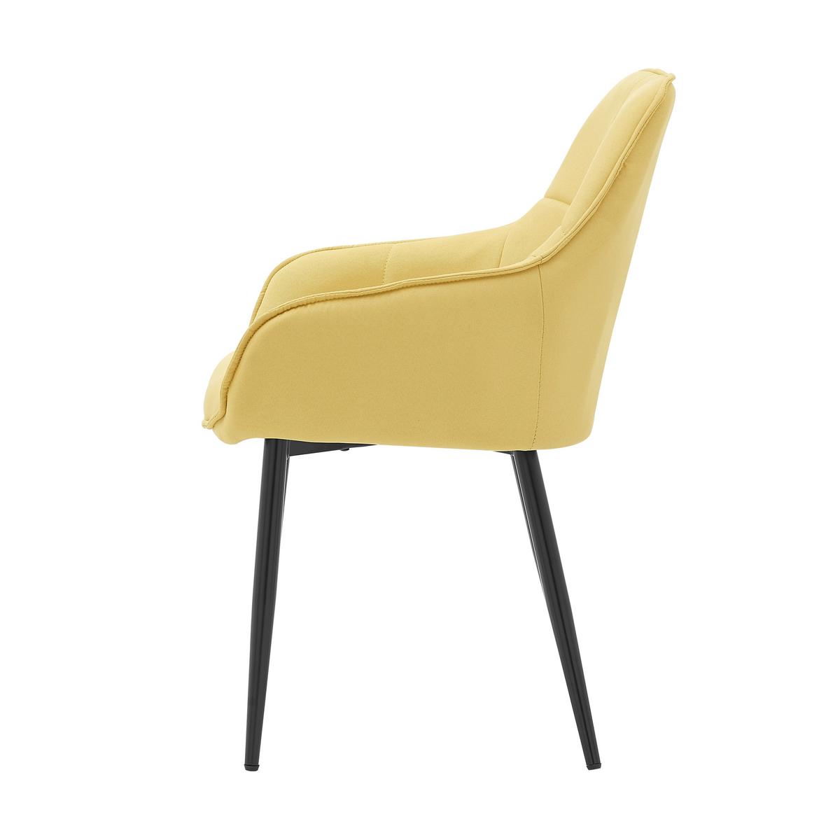 Armlehnstuhl Leinen Gelb, B: 55cm - Gelb/Schwarz, Design, Textil/Metall (55/86/46cm) - Livetastic