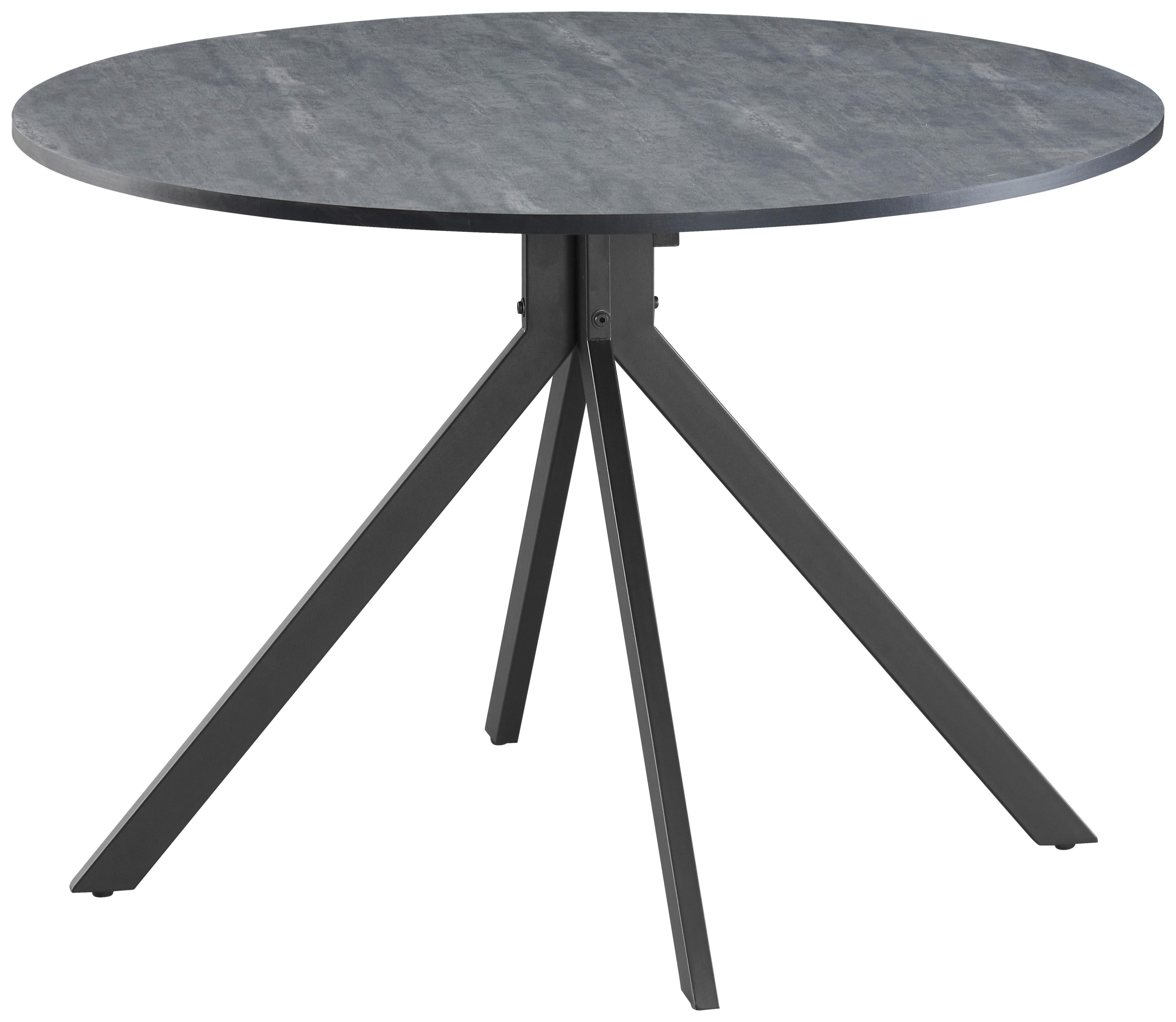 Esstisch Lennox Mdf Melamin Grau, B: 110 Cm - Schwarz/Grau, KONVENTIONELL, Holzwerkstoff/Metall (110/76/110cm) - MID.YOU