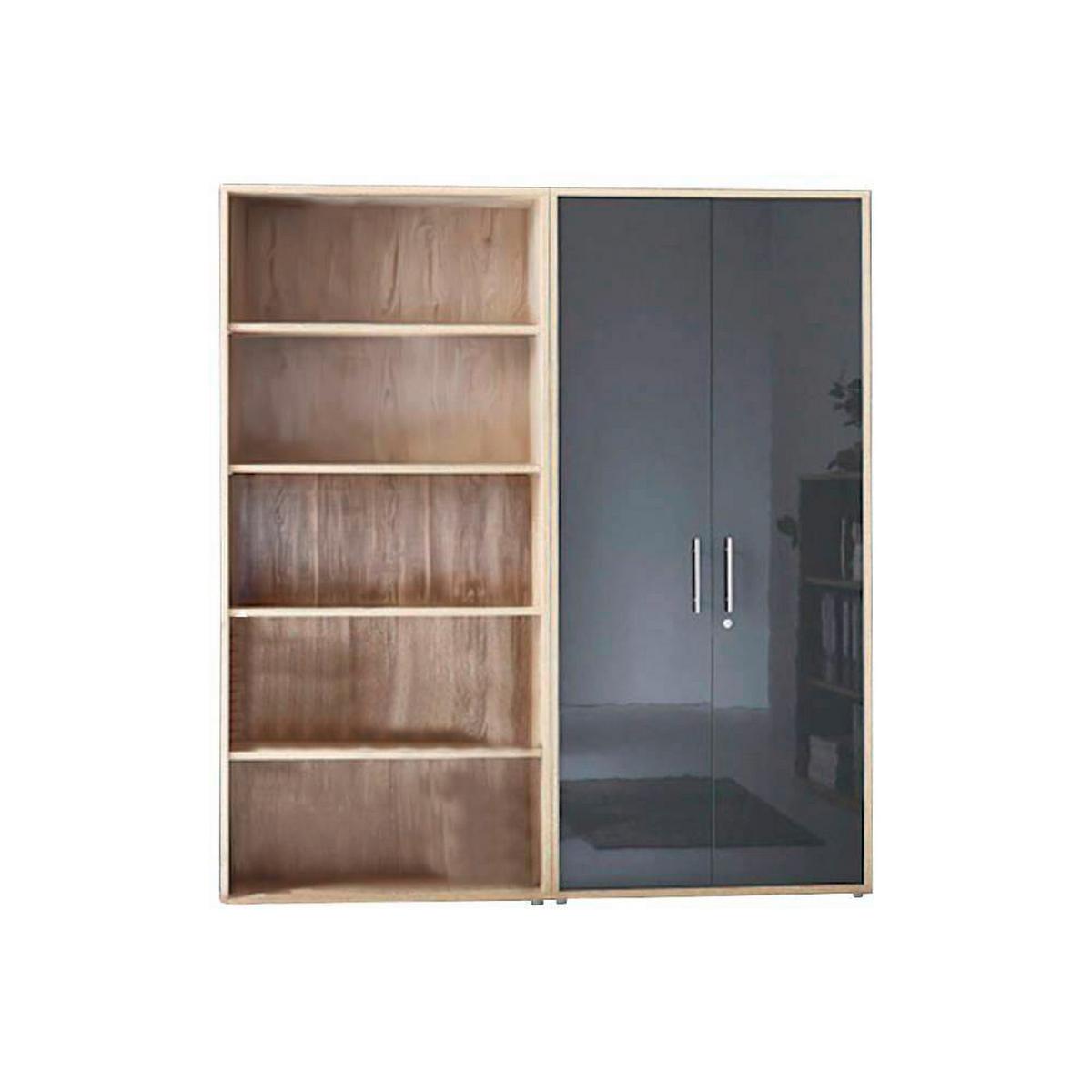 Aktenschrank Office Edition Eiche Dek./Anthrazit,b:168,8cm - Anthrazit Hochglanz/Sonoma Eiche, MODERN, Holzwerkstoff (168,8/185,6/33cm) - MID.YOU