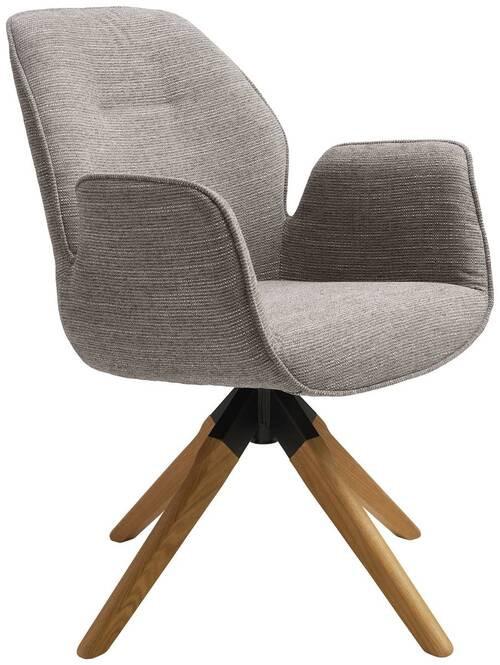 Drehstuhl Savona Grau Eiche Mit Drehbarer Sitzfläche - Naturfarben/Grau, MODERN, Holz/Textil (61/84/62cm) - MID.YOU