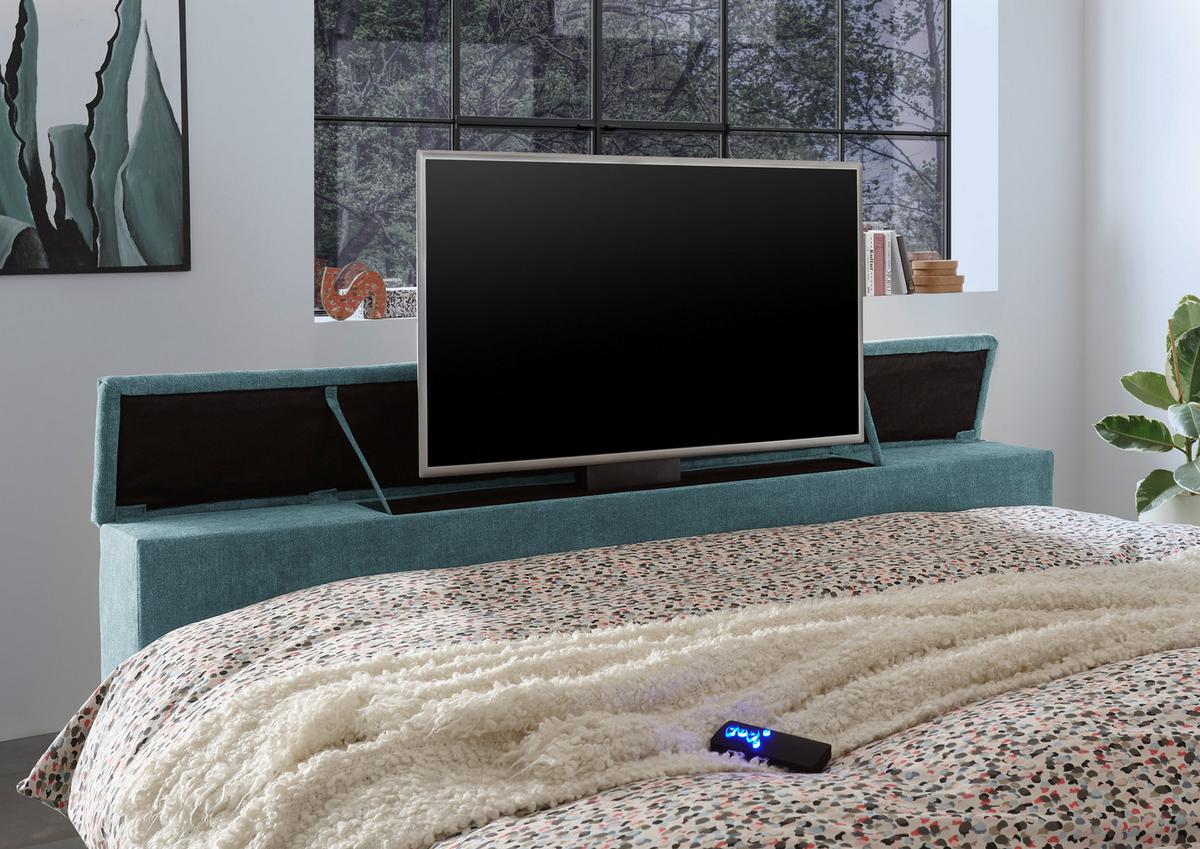 Boxspringbett Mit Bettkasten 180x200 Cm Denver - Petrol, KONVENTIONELL, Textil (180/200cm) - Carryhome