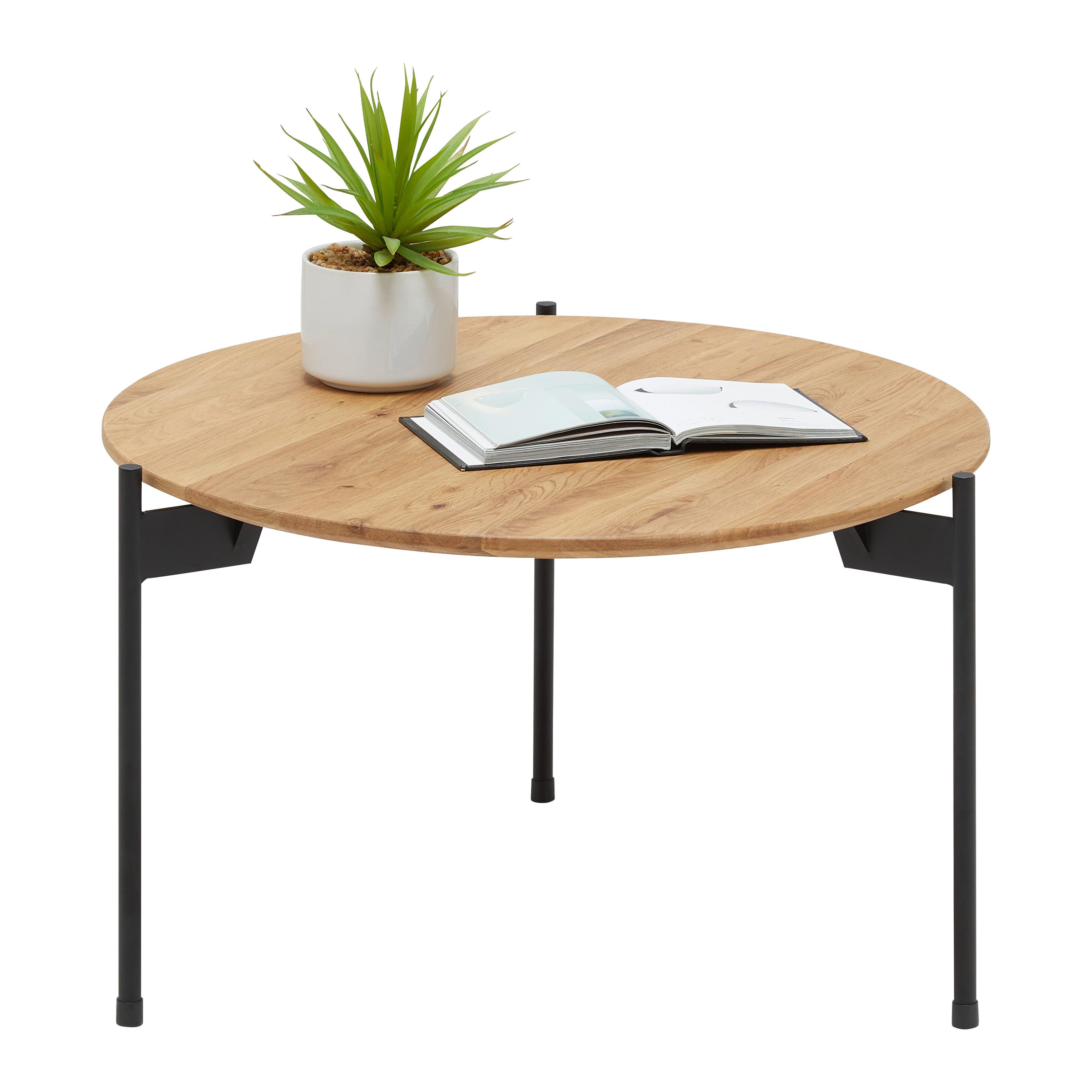 KONFERENČNÍ STOLEK ASSUAN - černá/barvy dubu, Moderní, kov/dřevo (55/55/33cm) - Zandiara