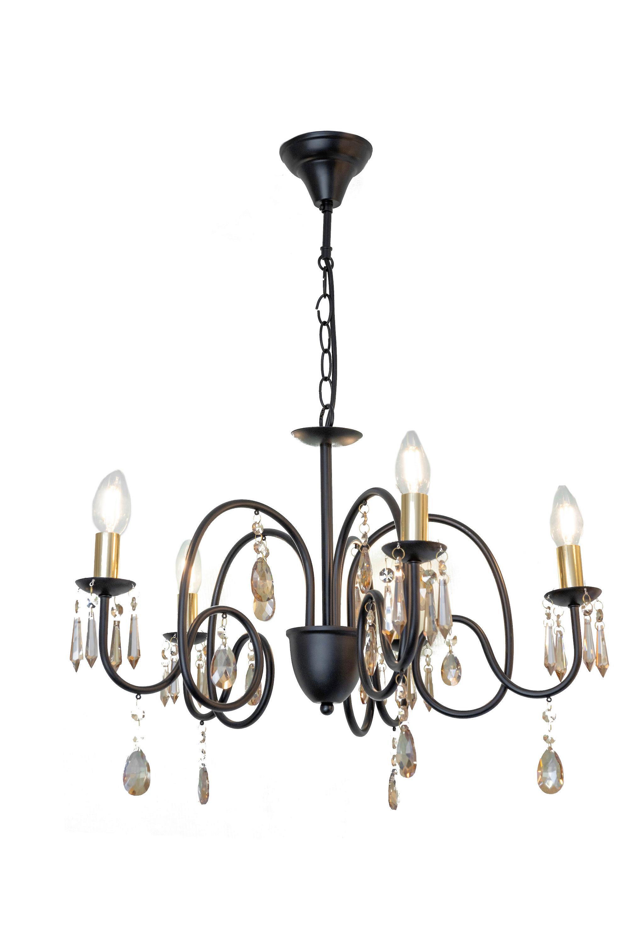 Lustr Kristina, E14 max. 40W - jantarové barvy/černá, Moderní, kov/sklo (60/120cm) - Modern Living