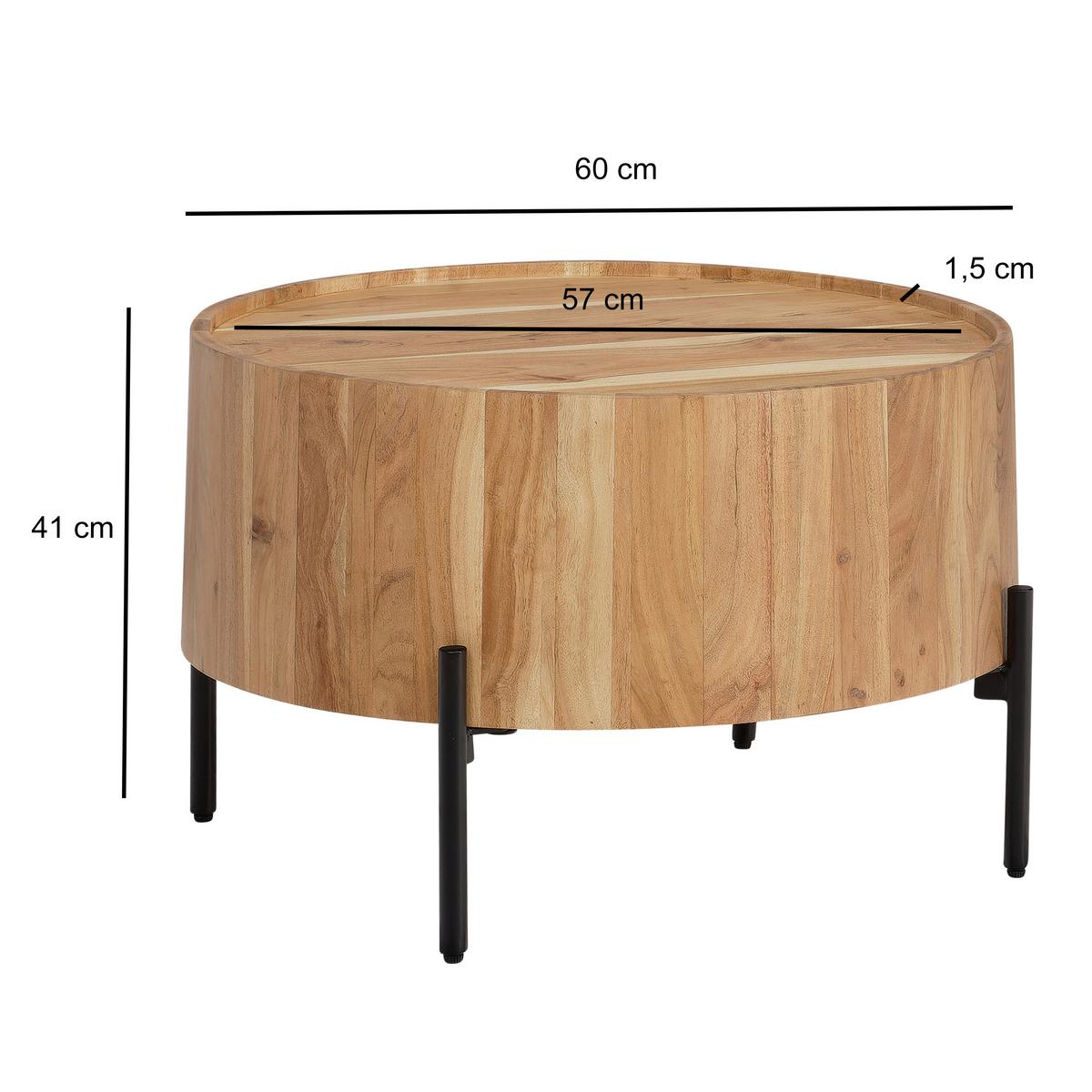 KONFERENČNÍ STOLEK WL6.844 - černá/barvy akácie, Design, kov/dřevo (60/60/41cm) - MID.YOU