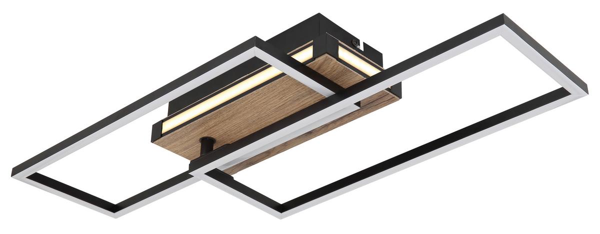 LED-Deckenleuchte 67299d - Dunkelbraun/Opal, Design, Holzwerkstoff/Kunststoff (60/49/10cm) - Globo