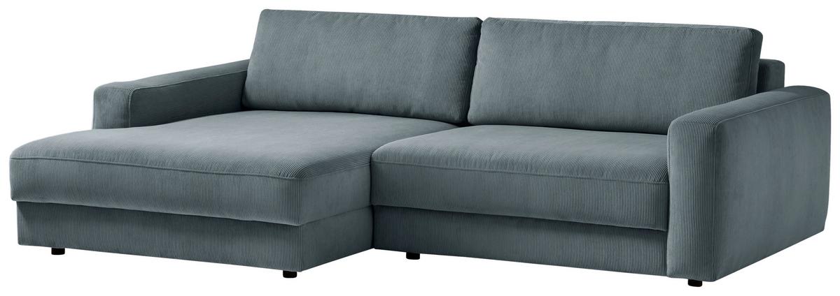 Ecksofa Bourbon - Blaugrau/Schwarz, MODERN, Textil (176/250cm) - Trendmanufaktur