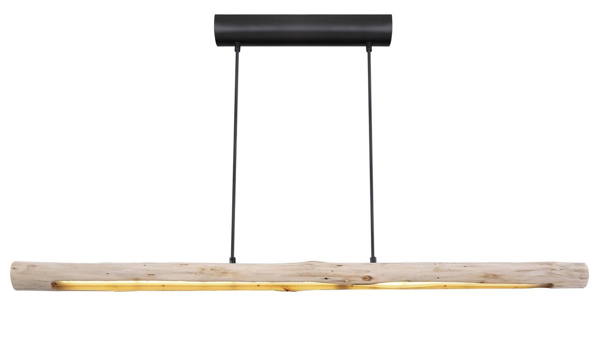 Hängeleuchte Mella H: 150 Cm 1-Flammig - Schwarz/Naturfarben, Basics, Holz/Metall (120/7/150cm) - Globo