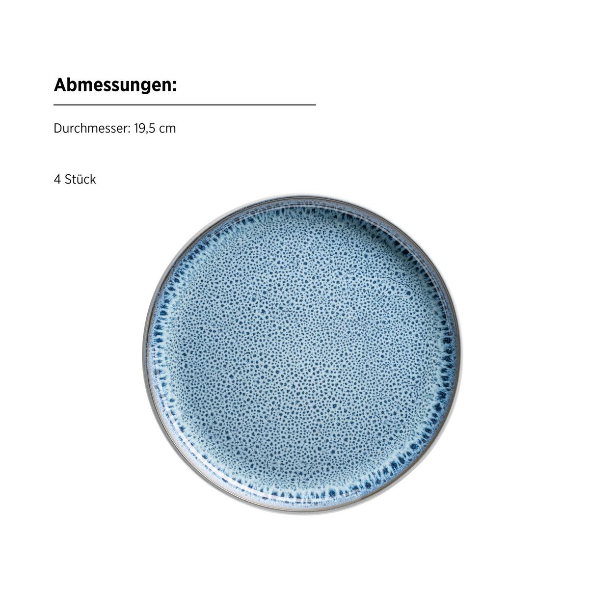 Kombiservice Malea 16-Teilig Steinzeug, Blau, 4 Personen - Blau, Basics, Keramik - Mäser