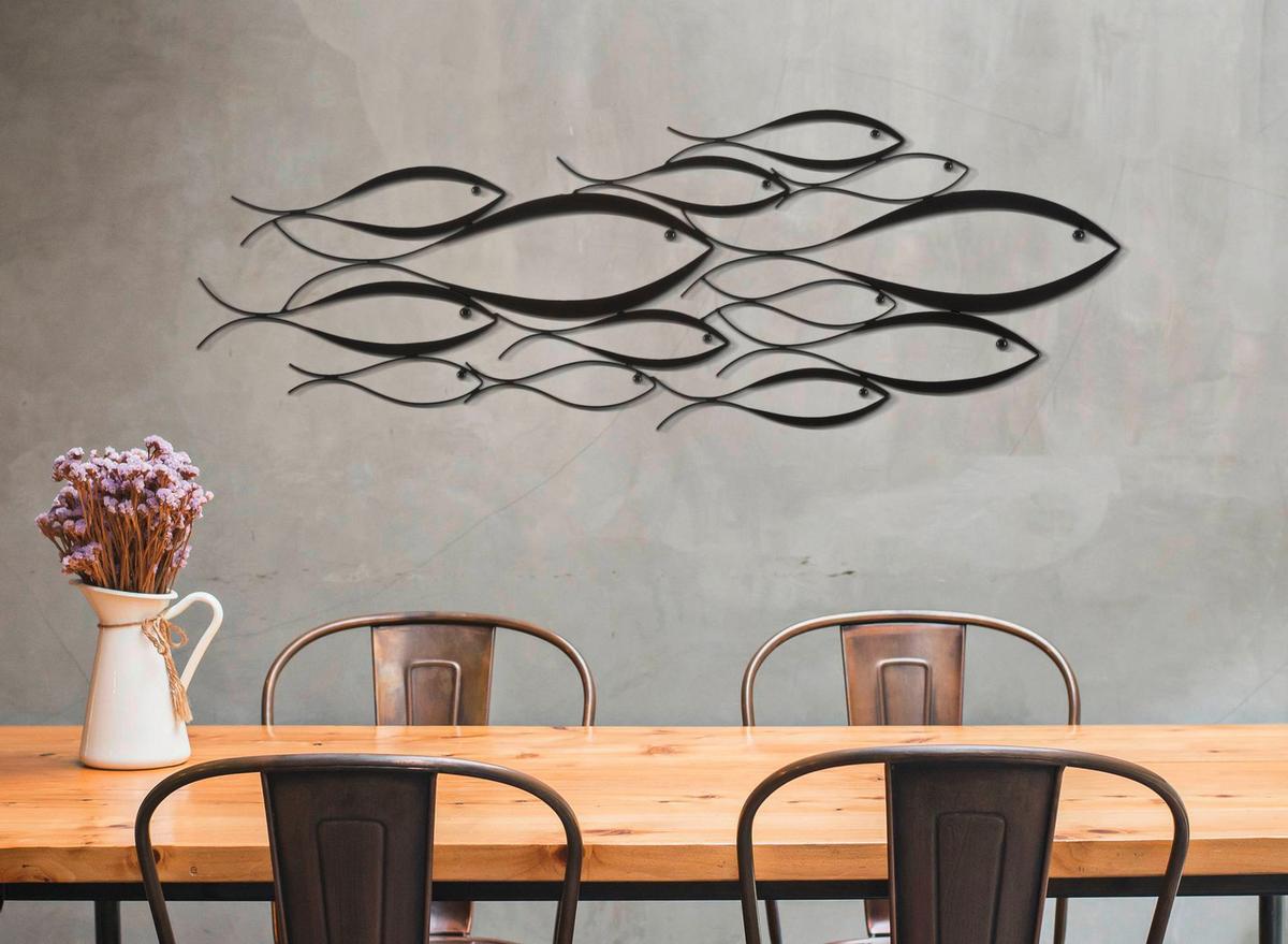 Wanddeko Fishy Schwarz B: 100 Cm - Schwarz, Basics, Metall (100/35/1cm)