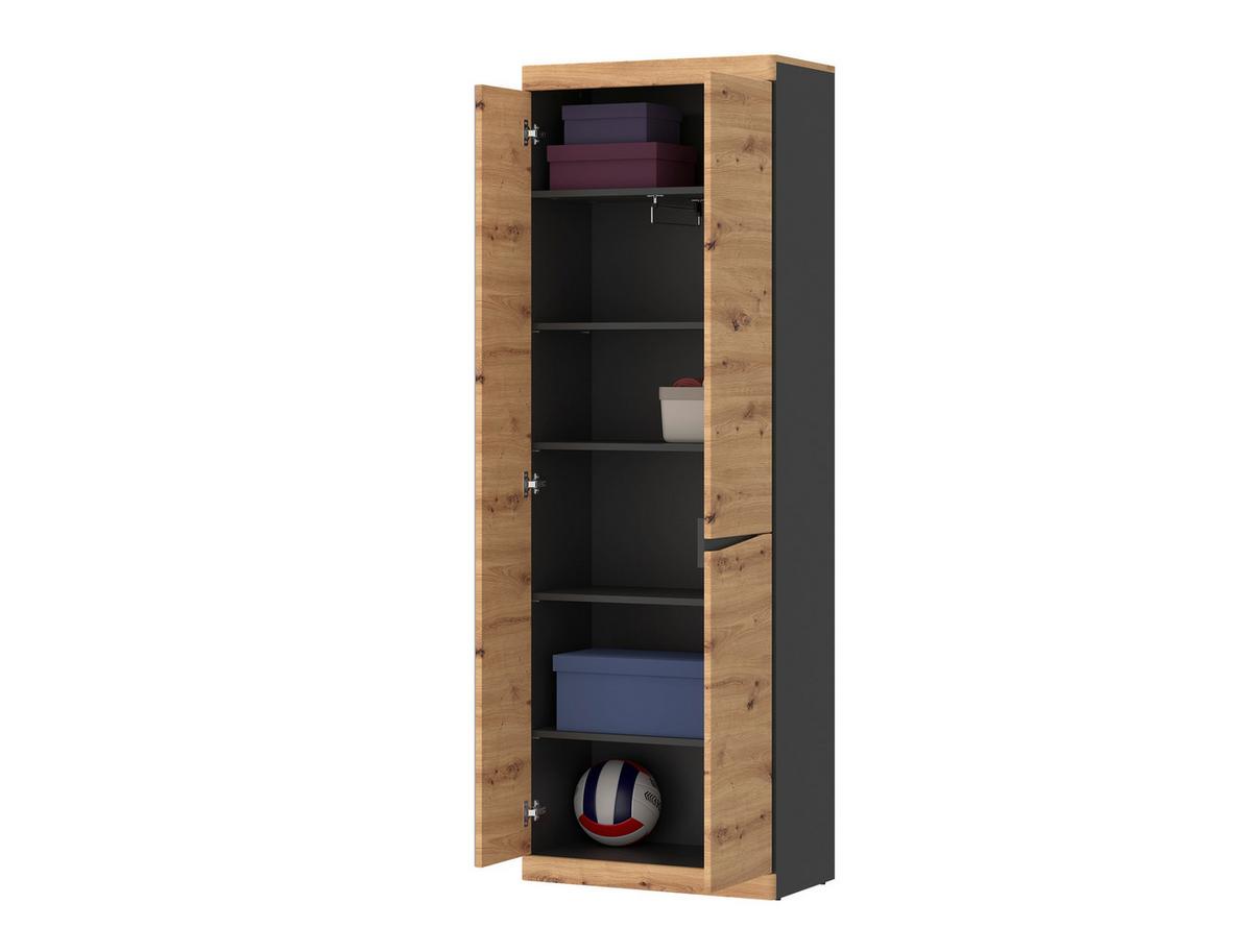 Garderobe Turino 5-teilig Eiche Artisan Dekor B: 237 Cm - Anthrazit/Eiche Artisan, MODERN (237/196,5/40cm)