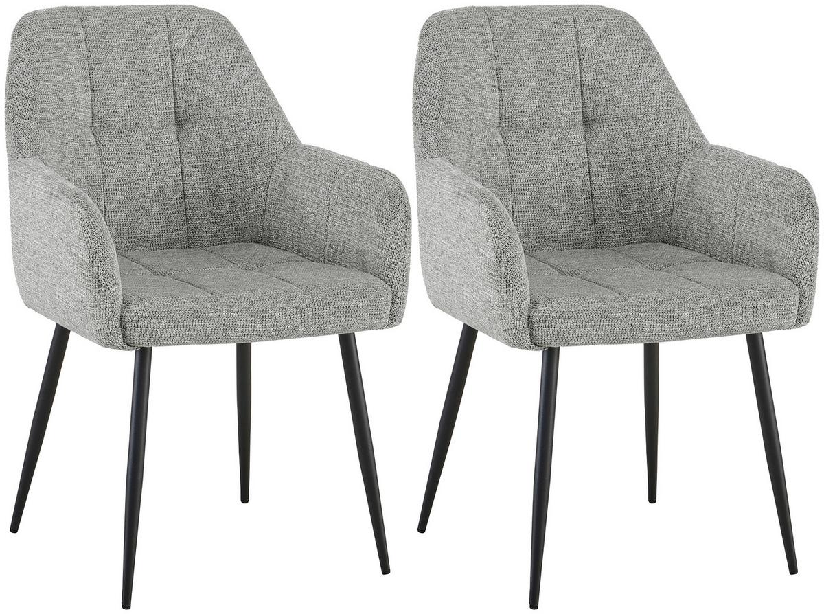 Armlehnstuhl Mira Webstoff Grau, B: 58 Cm - Schwarz/Grau, KONVENTIONELL, Textil/Metall (58/88/63cm) - MID.YOU
