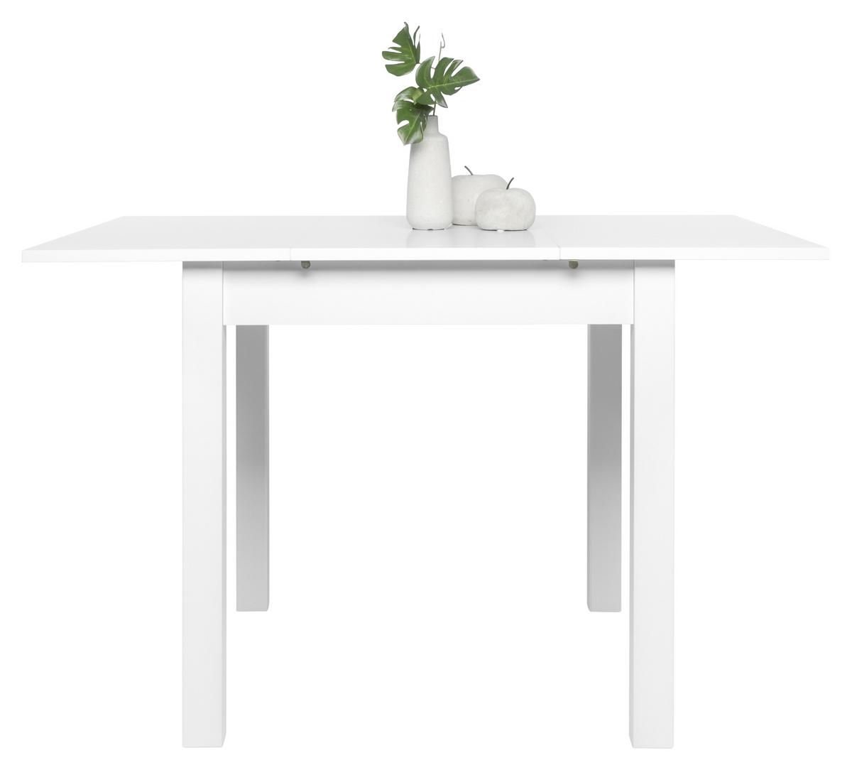 Esstisch ausziehbar Coburg 80-120x80 cm Weiß - Weiß, Design, Holzwerkstoff (80/80/76,5cm) - MID.YOU