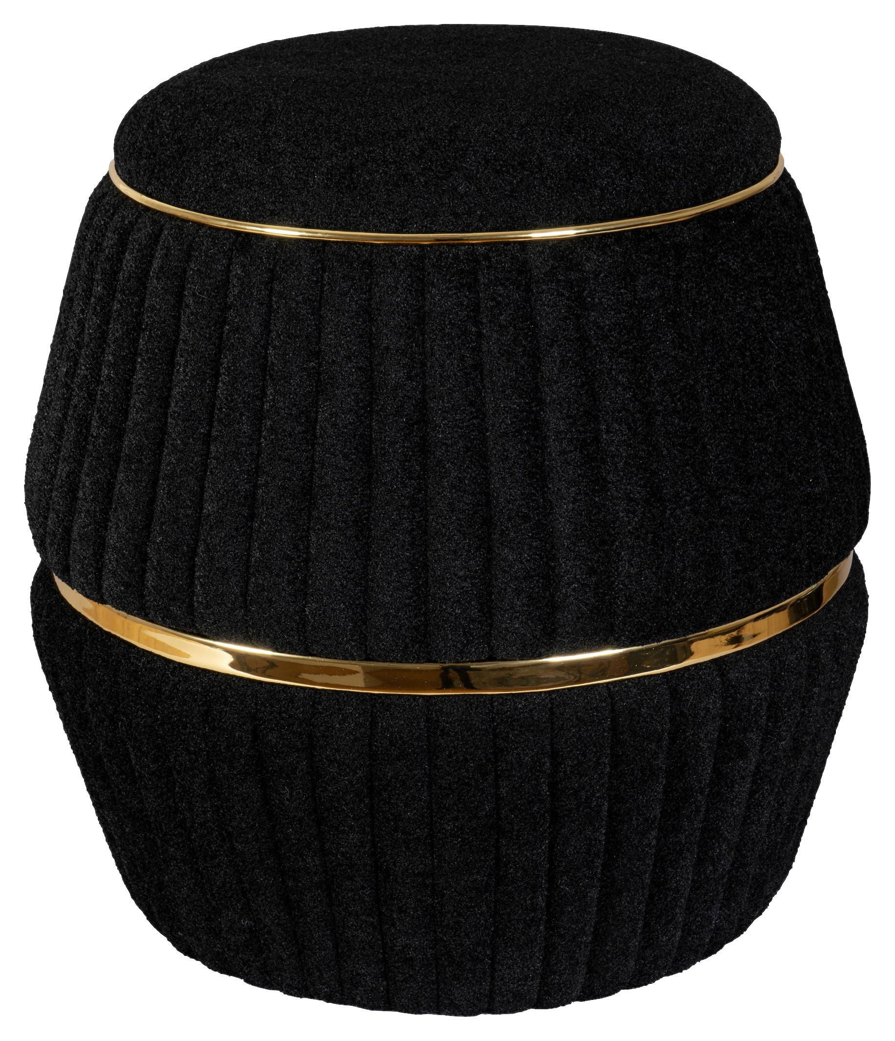 Hocker Doric 235 Schwarz/gold D: 51,5 Cm - Goldfarben/Schwarz, Design, Textil (51,5/53cm) - Kayoom