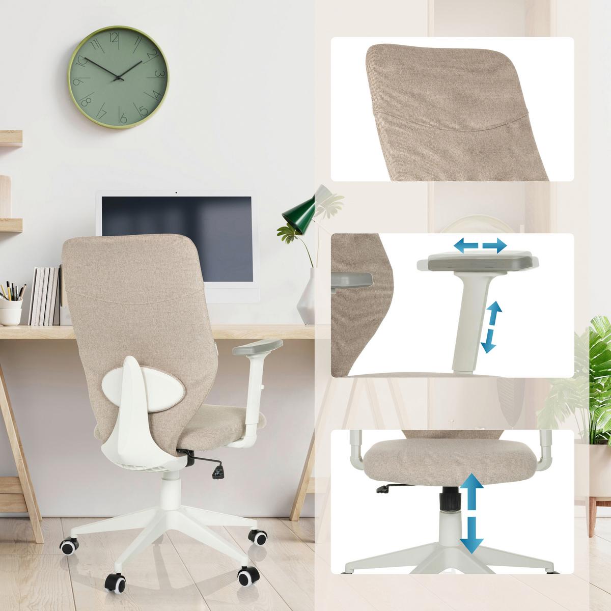 Drehstuhl Cossio II Beige B: 70 cm - Beige/Weiß, MODERN, Kunststoff/Textil (70/115/70cm) - MID.YOU