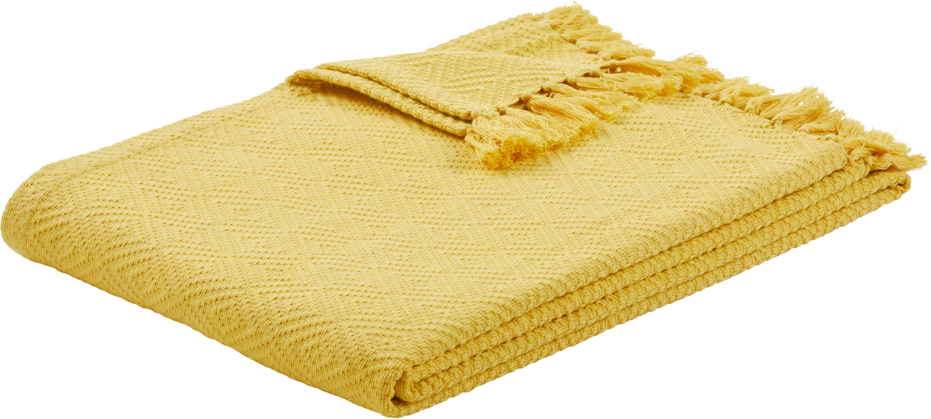 Denná Prikrývka Frieda, 130/180cm, Žltá - žltá, Štýlový, textil (130/180cm) - Modern Living